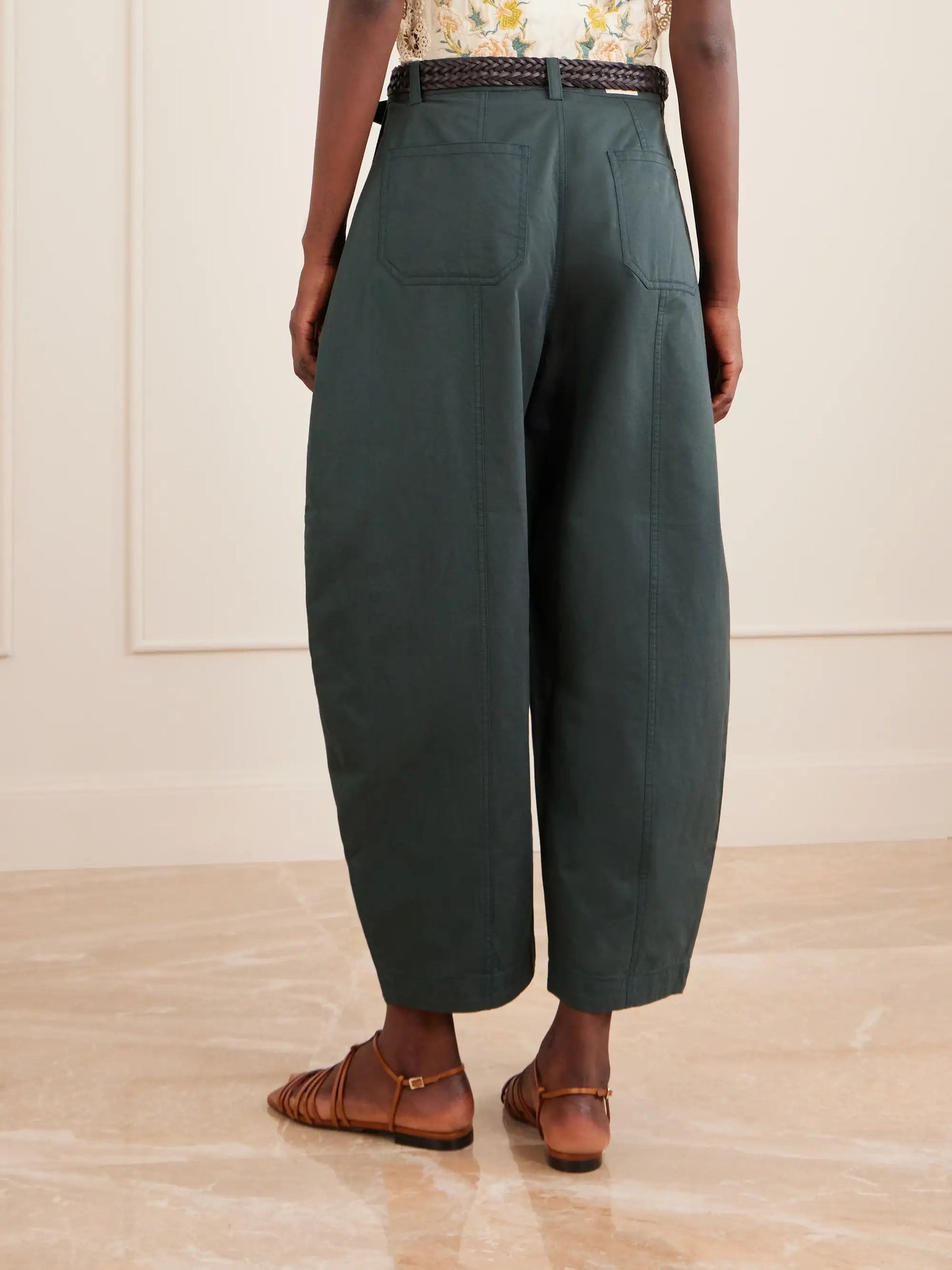 Odessa Belted Cotton Wide-leg Pants