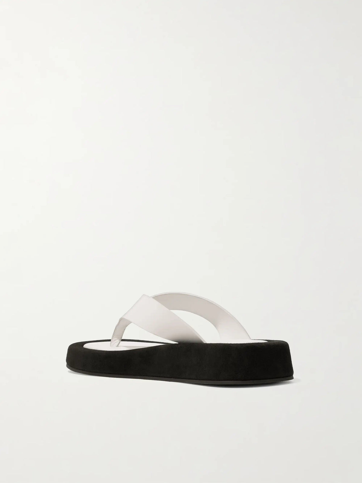 Ginza Two-tone Leather And Suede Platform Flip Flops