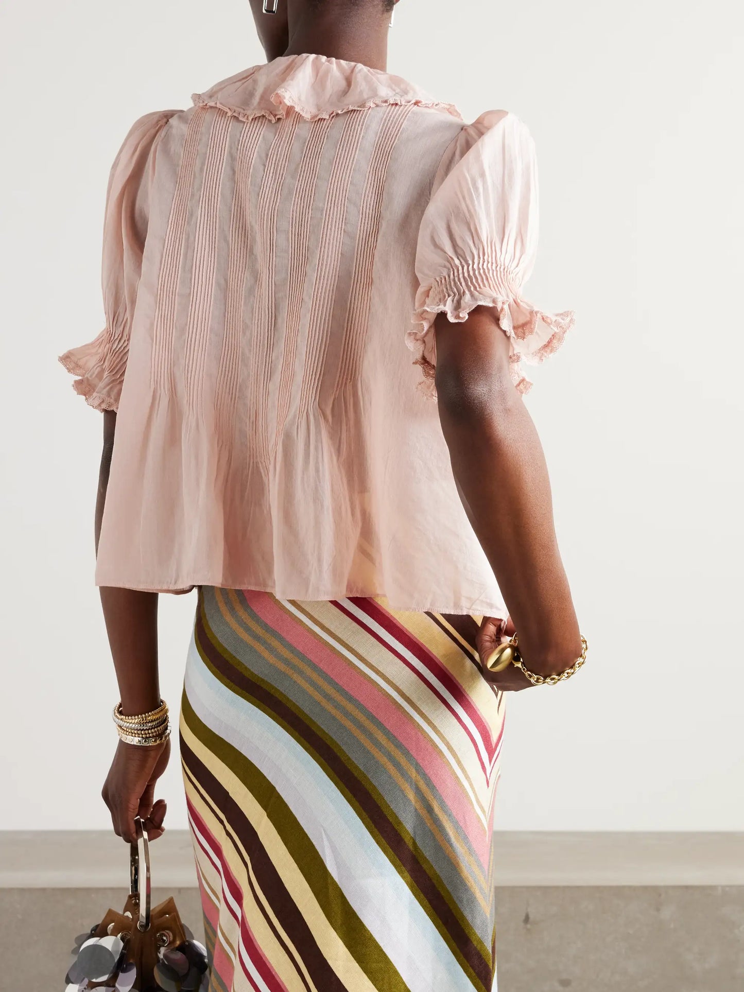 Henri Lace-trimmed Ruffled Pintucked Organic Cotton-voile Blouse