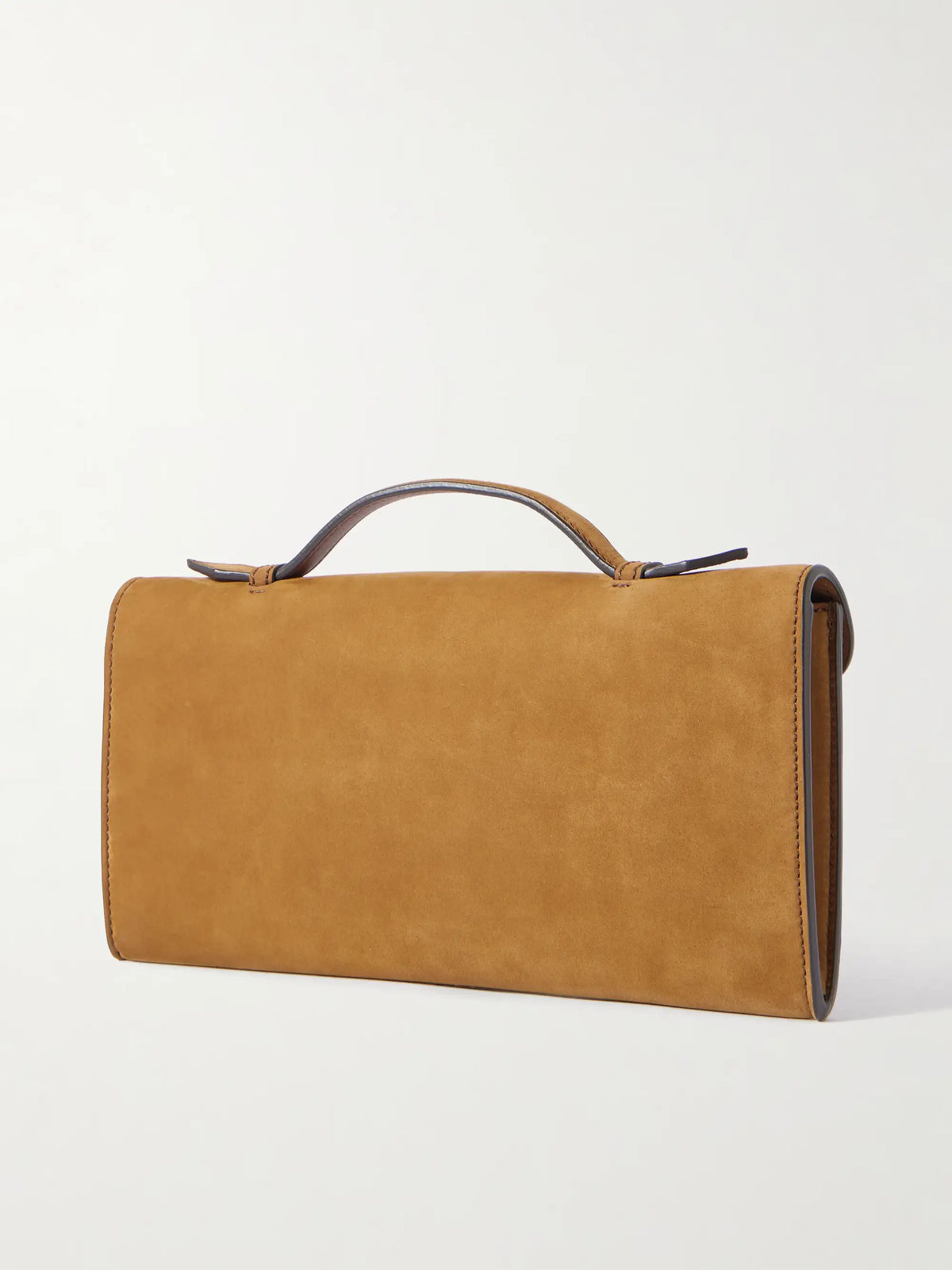 Edge Embellished Suede Clutch