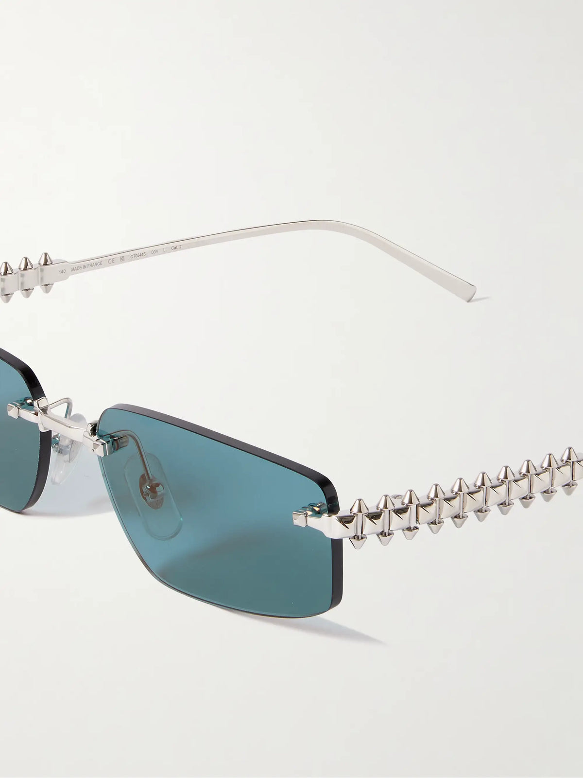 Clash De Cartier Rimless Rectangle-frame Silver-tone Sunglasses