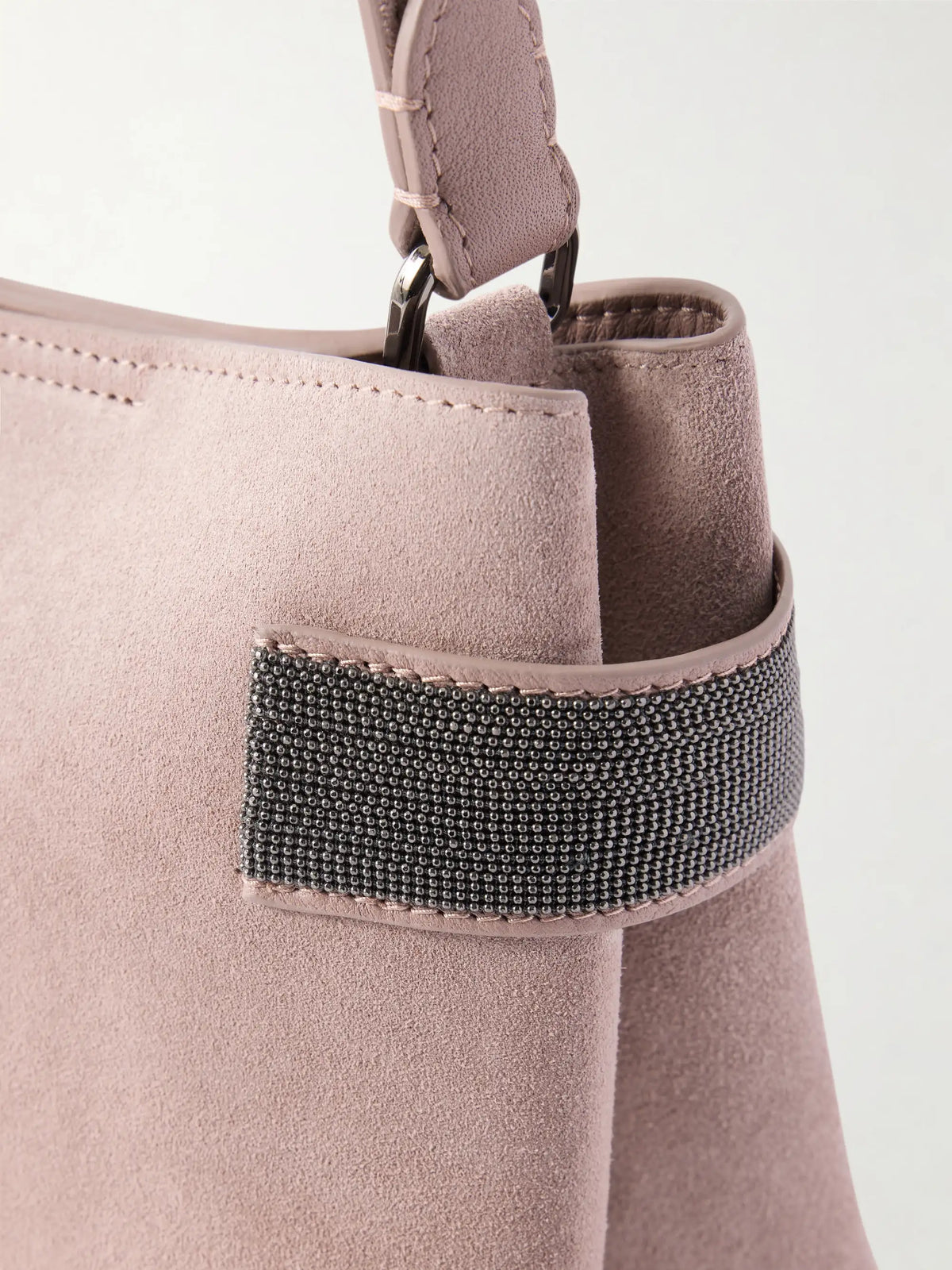 Bead-detailed Suede Shoulder Bag