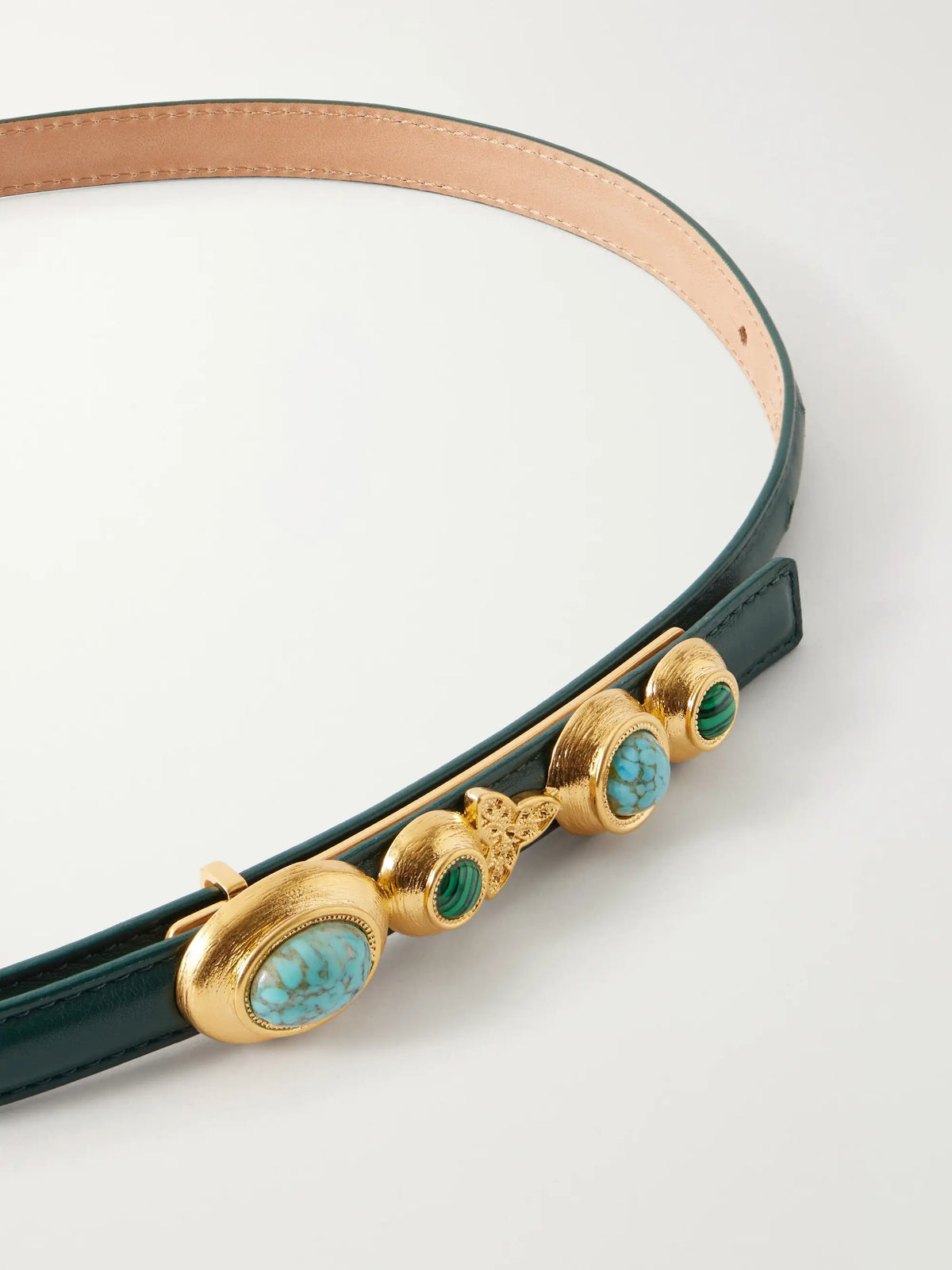 Sonia Petroff Earth Narrow Embellished Leather Belt
