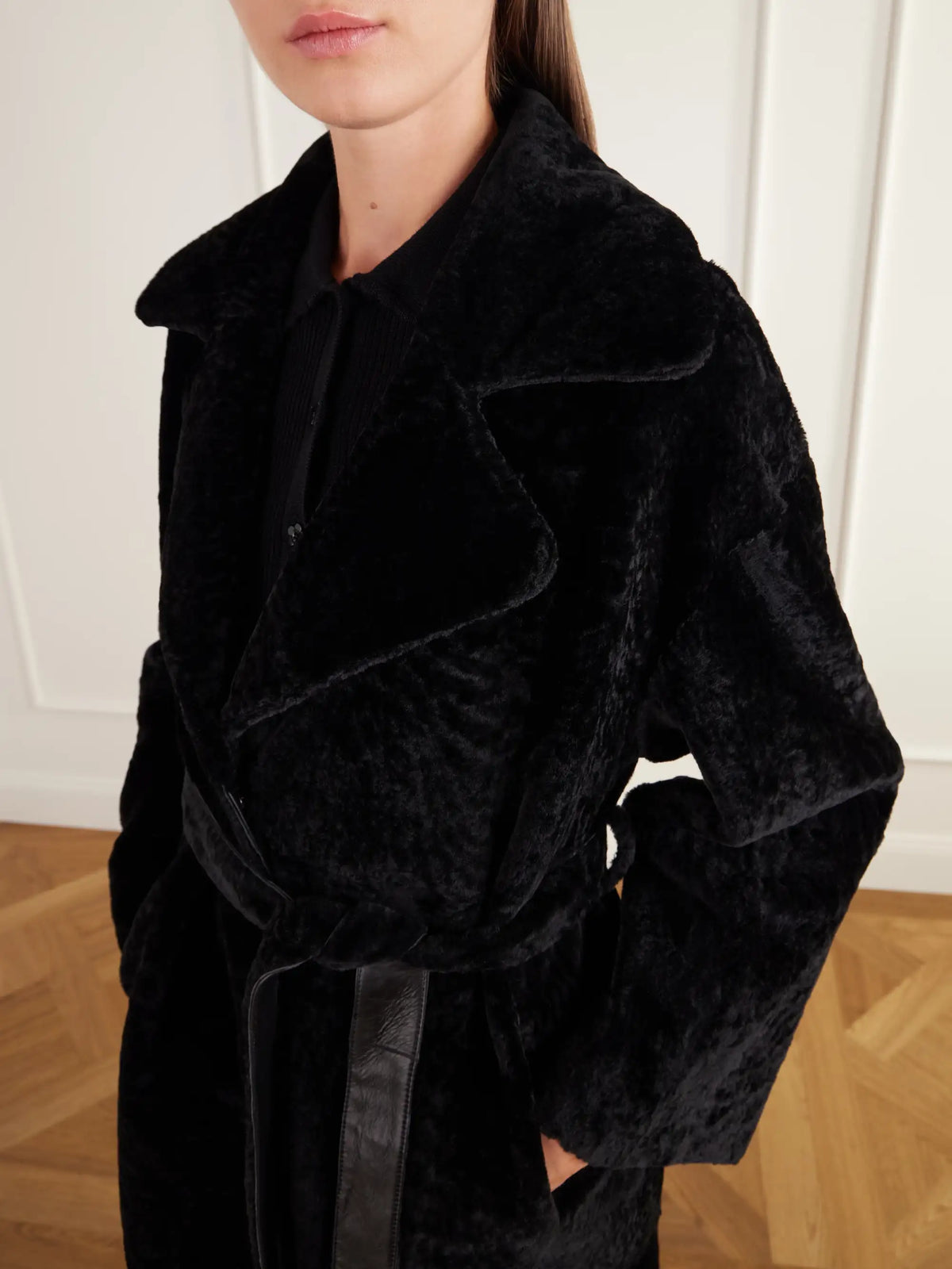 ARMA Rien Belted Reversible Shearling And Leather Coat