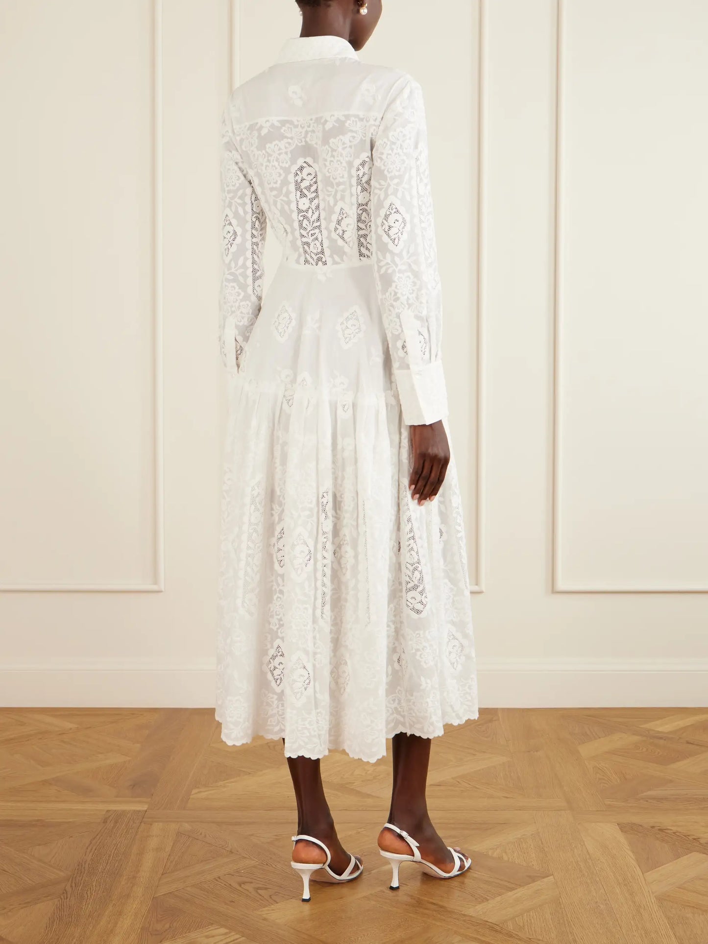 Embroidered Cotton-voile Midi Dress