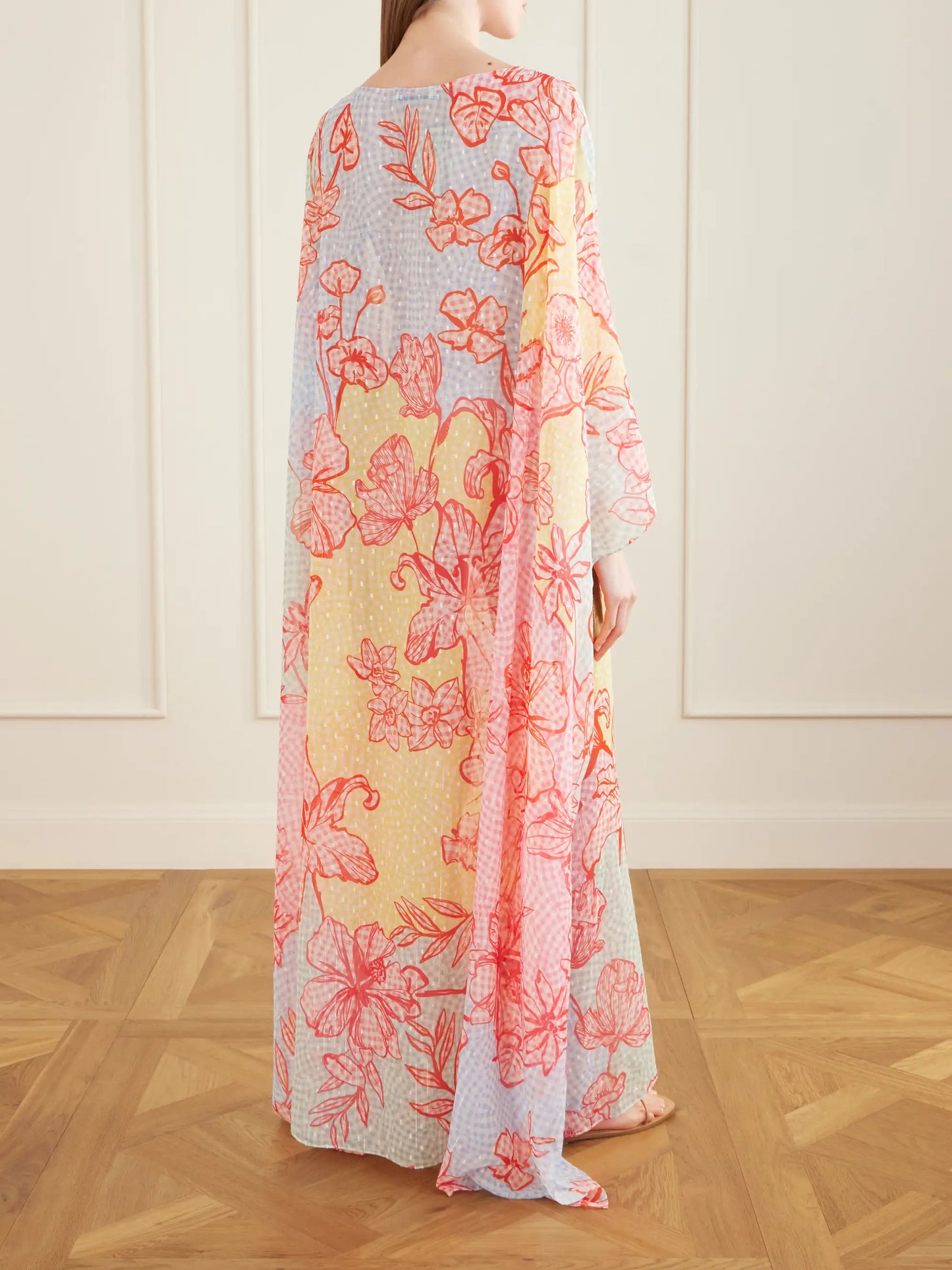 Printed Fil Coupé Organza Kaftan