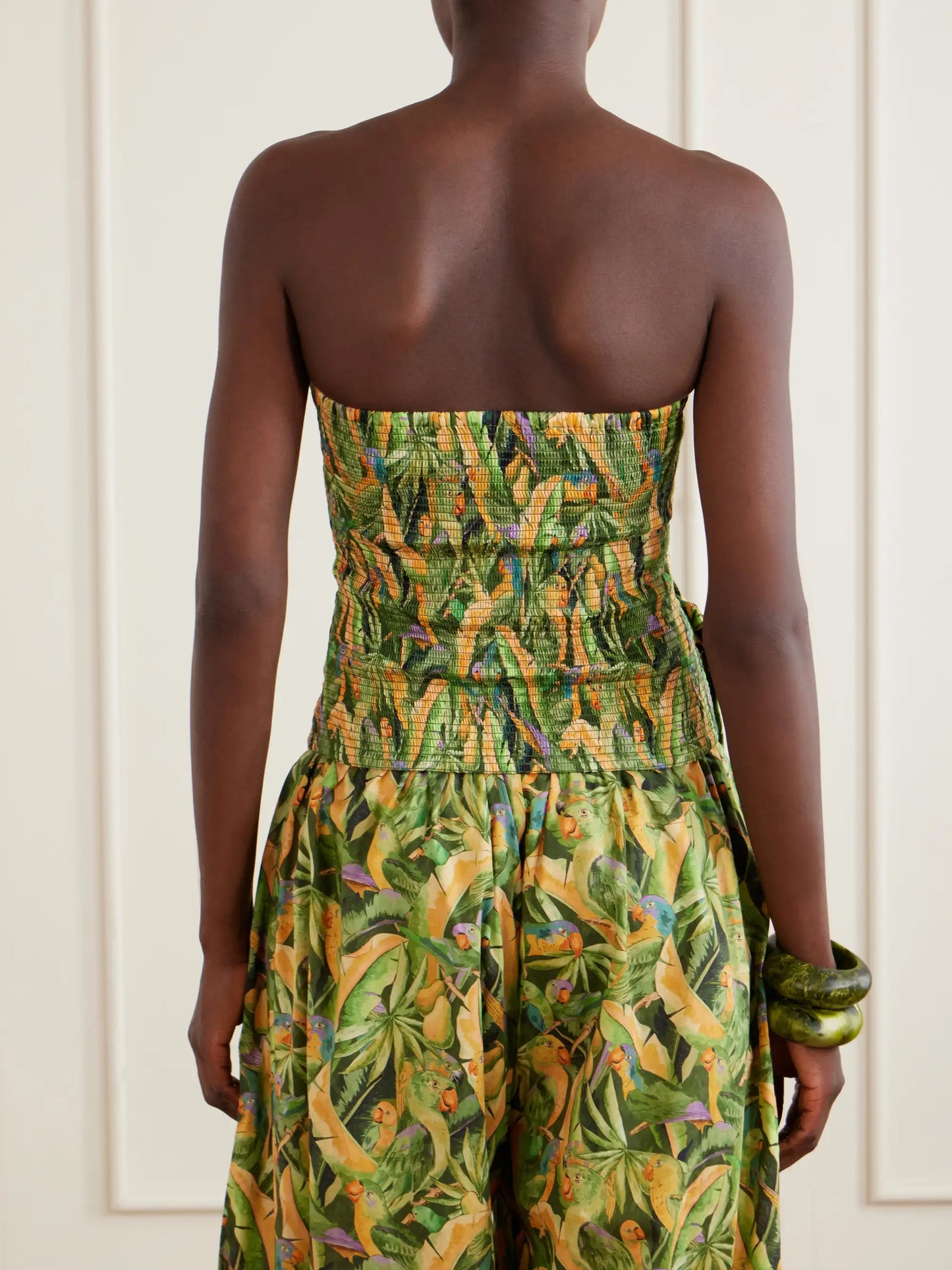 Strapless Ruched Cotton Tank