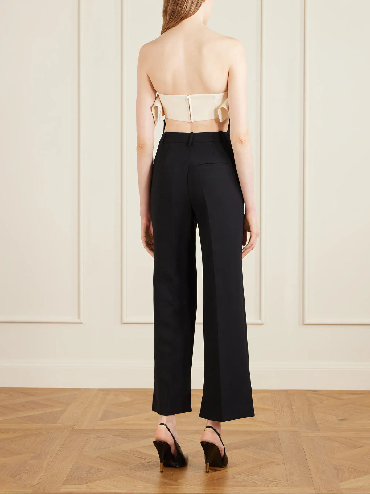 Kelsi Cropped Wool And Silk-blend Cady Top