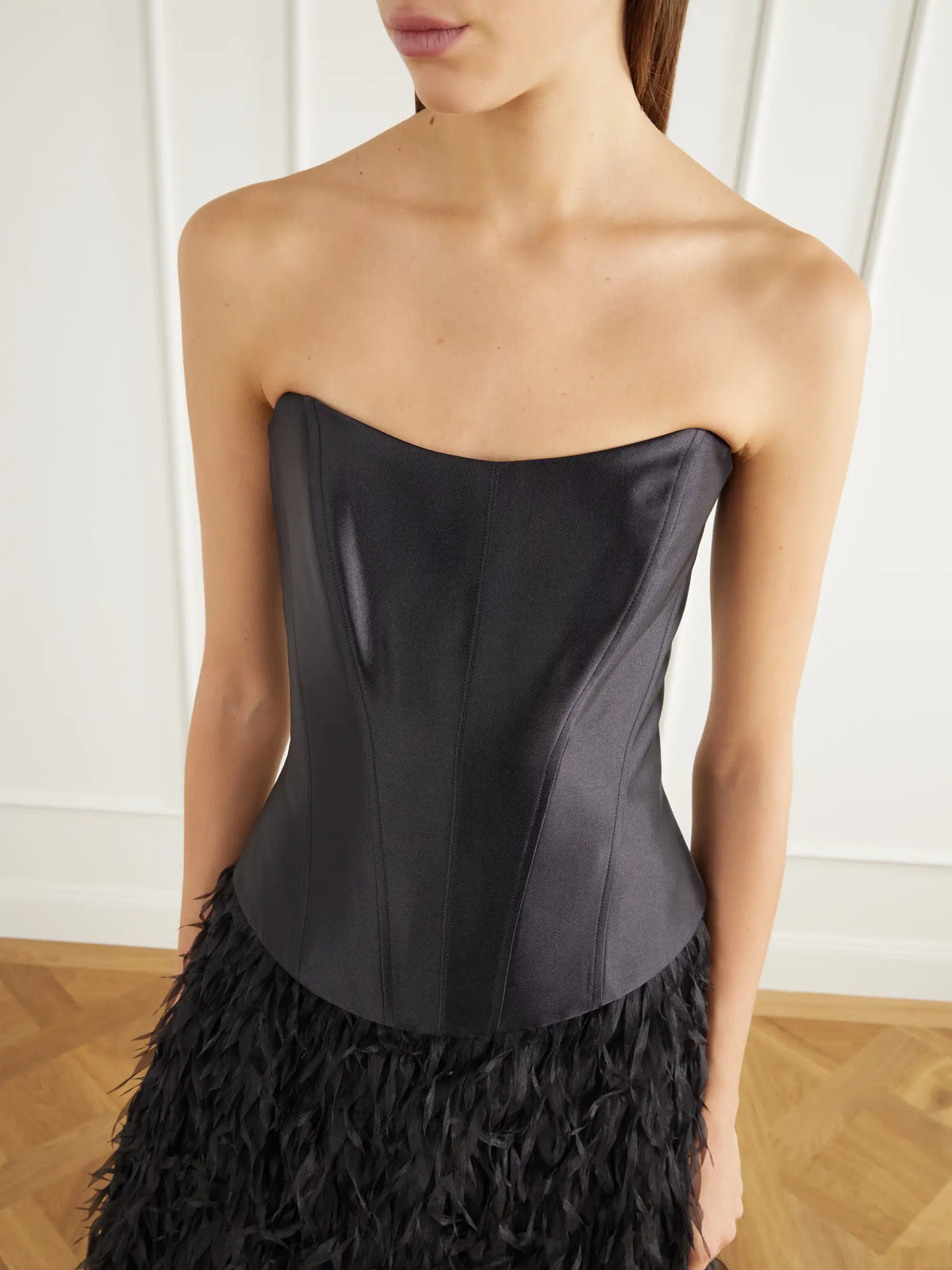 SIMKHAI Leanna Organza-trimmed Duchess-satin Gown
