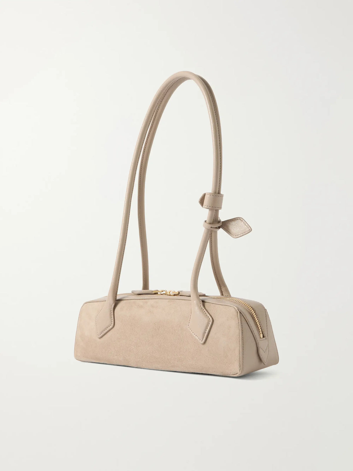 Le Teckel Small Leather-trimmed Suede Shoulder Bag