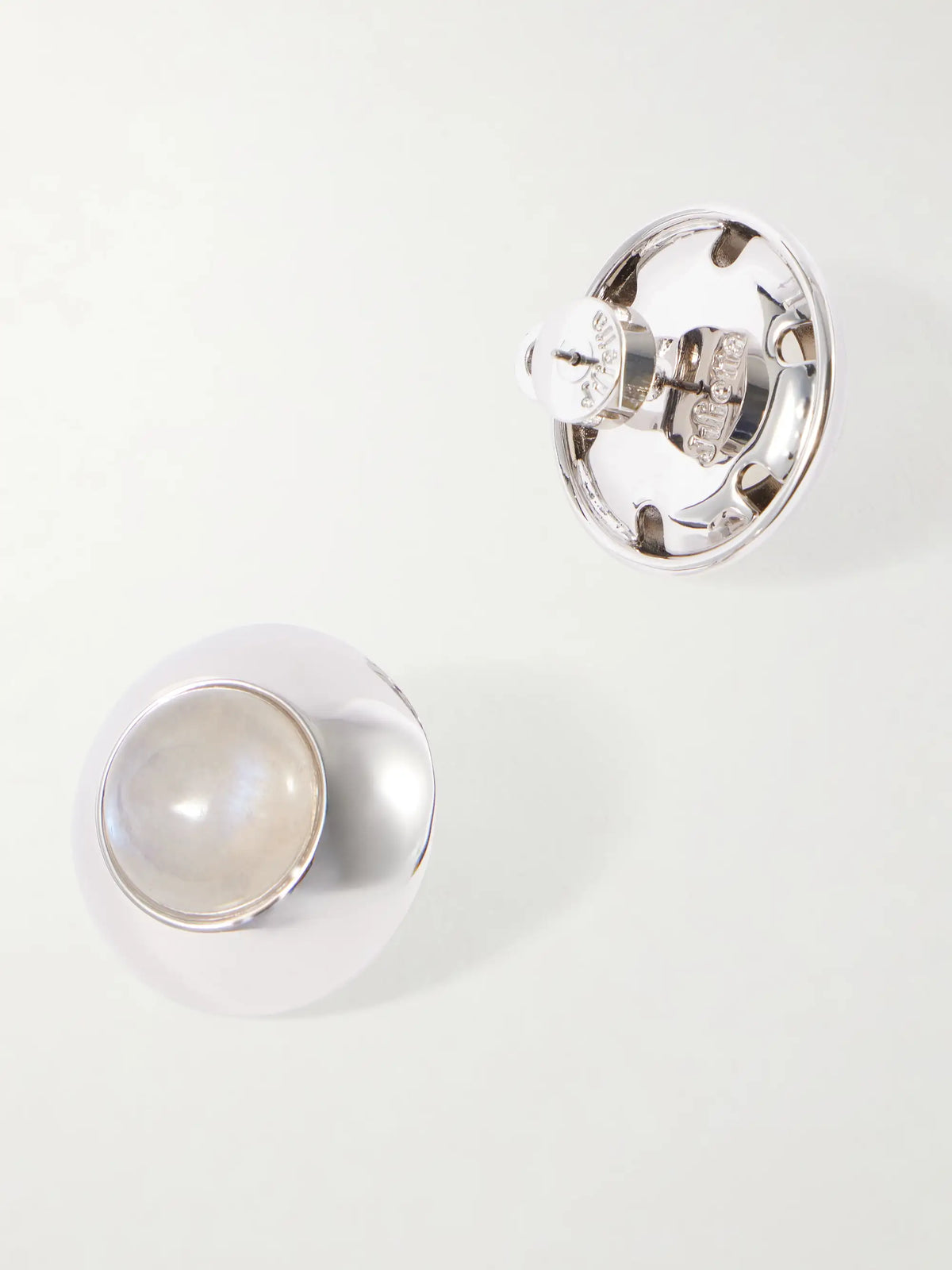 Bombé Rhodium-plated Moonstone Earrings