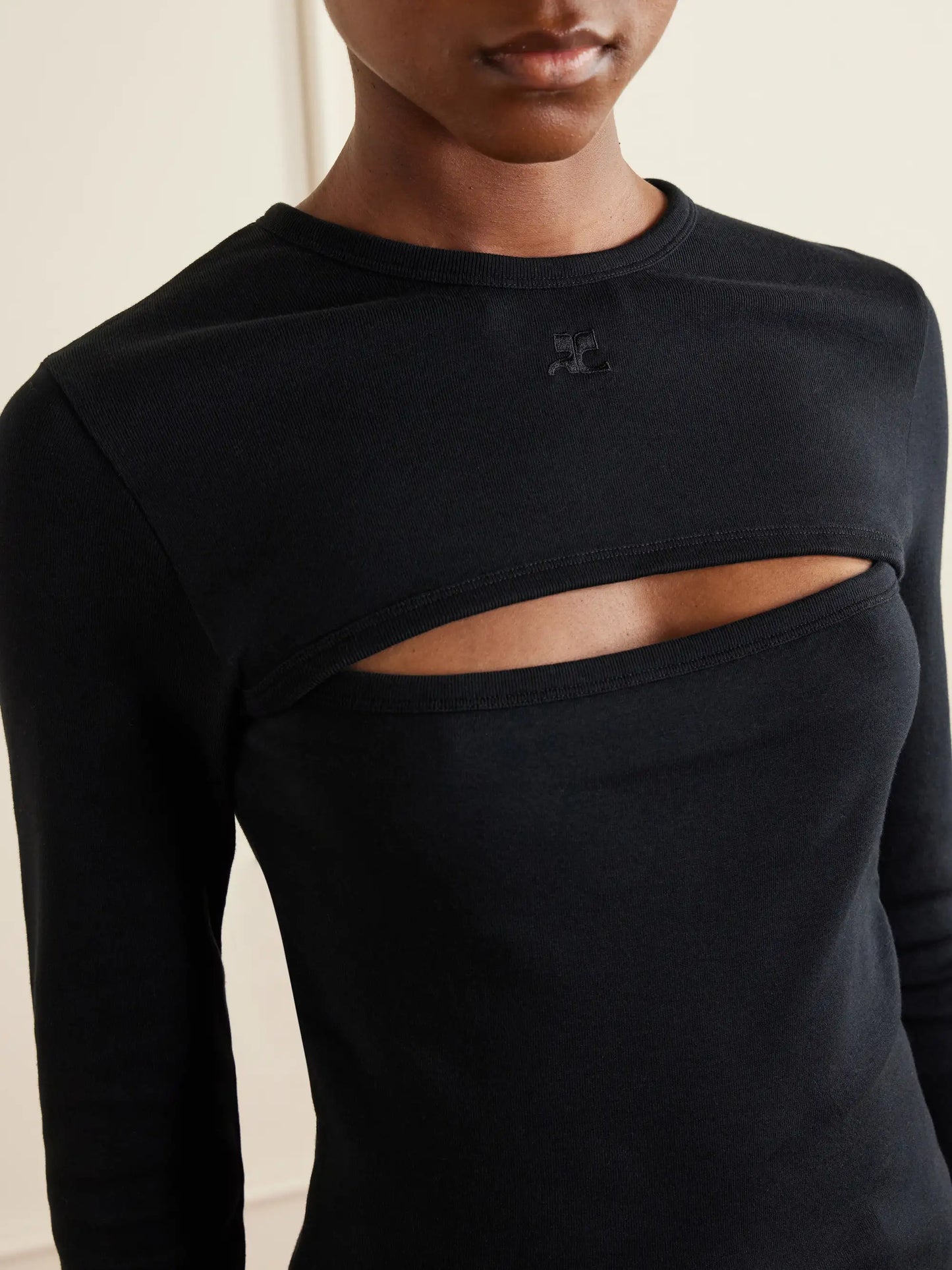 Slash Logo-embroidered Cut-out Cotton Shirt