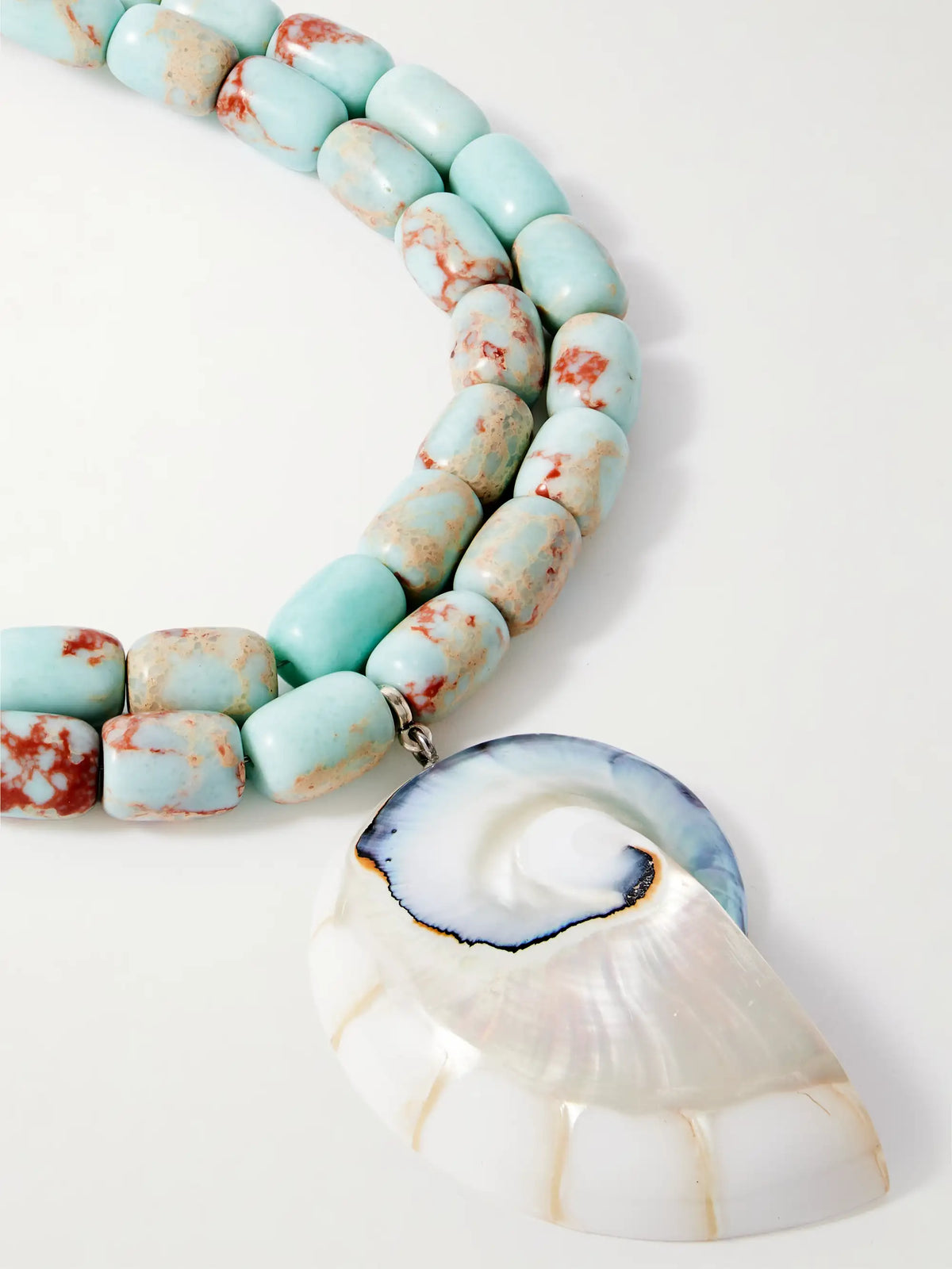 Nautilus Rhodium-plated, Resin, Agate And Shell Necklace