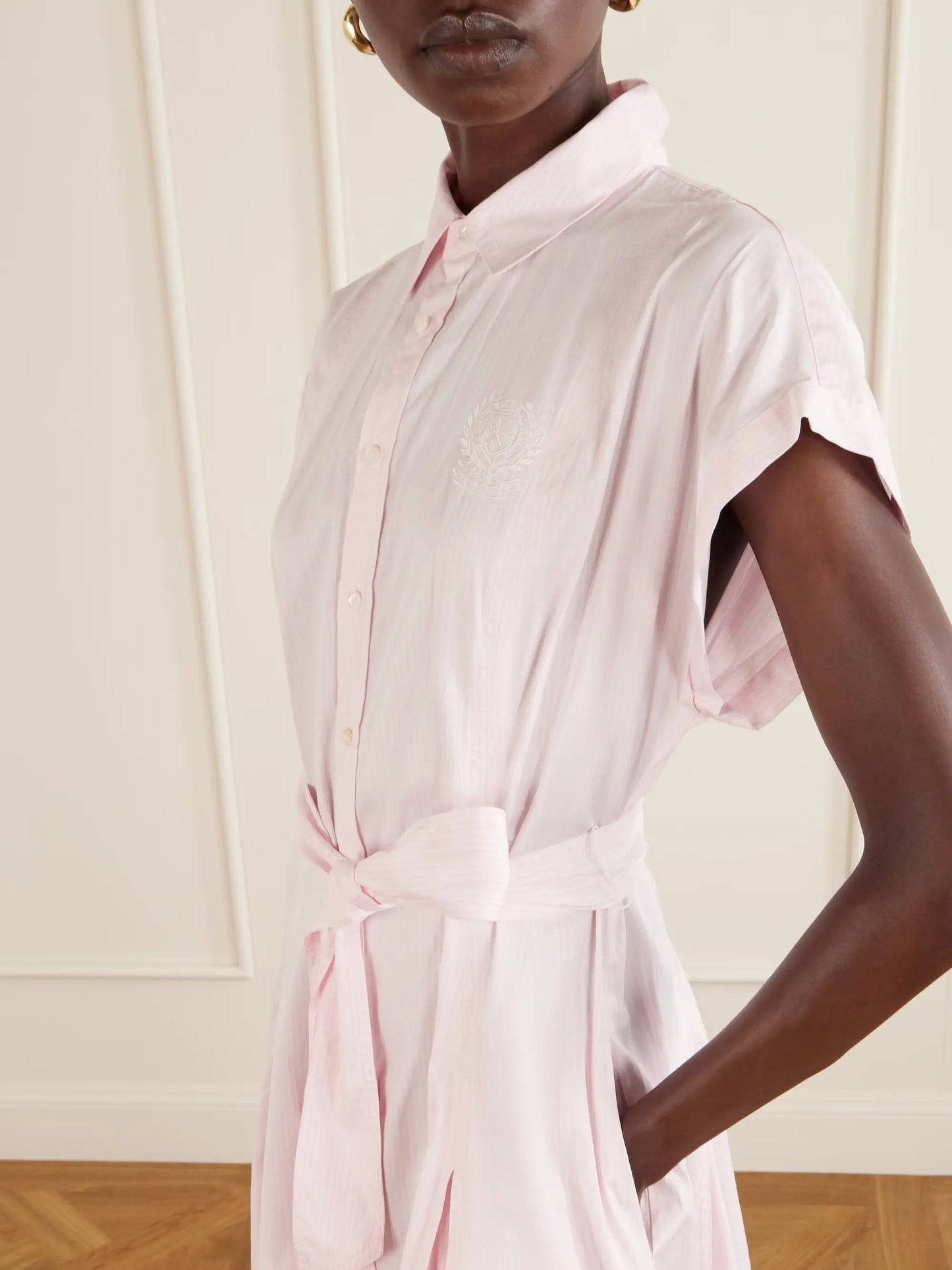 + The Championship Wimbledon Belted Striped Cotton-poplin Midi Dress