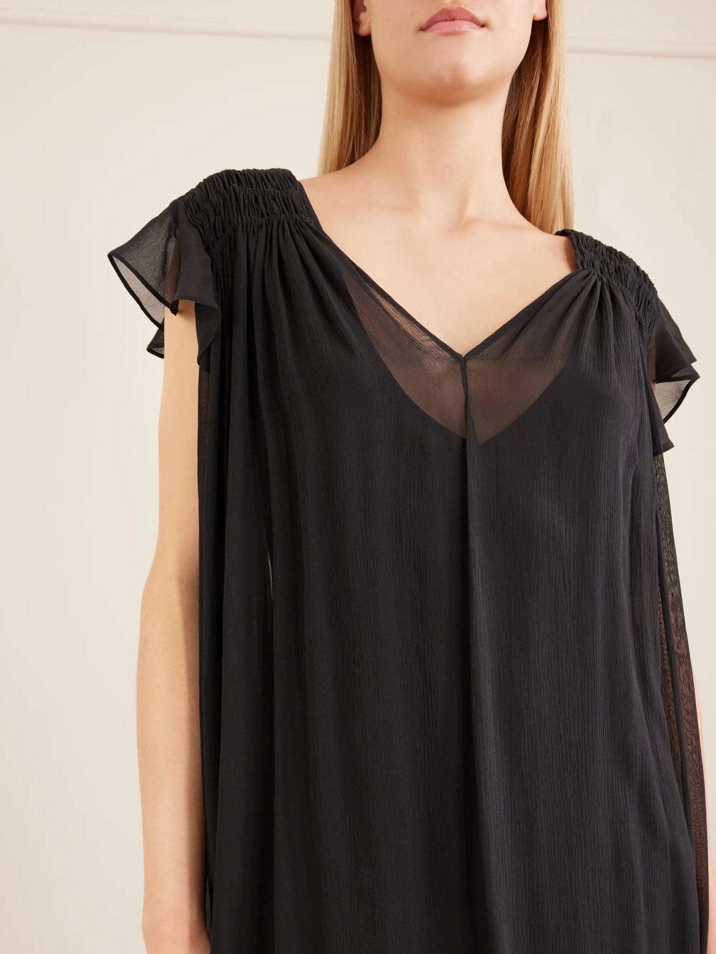 Midnight Concert Shirred Muslin Maxi Dress