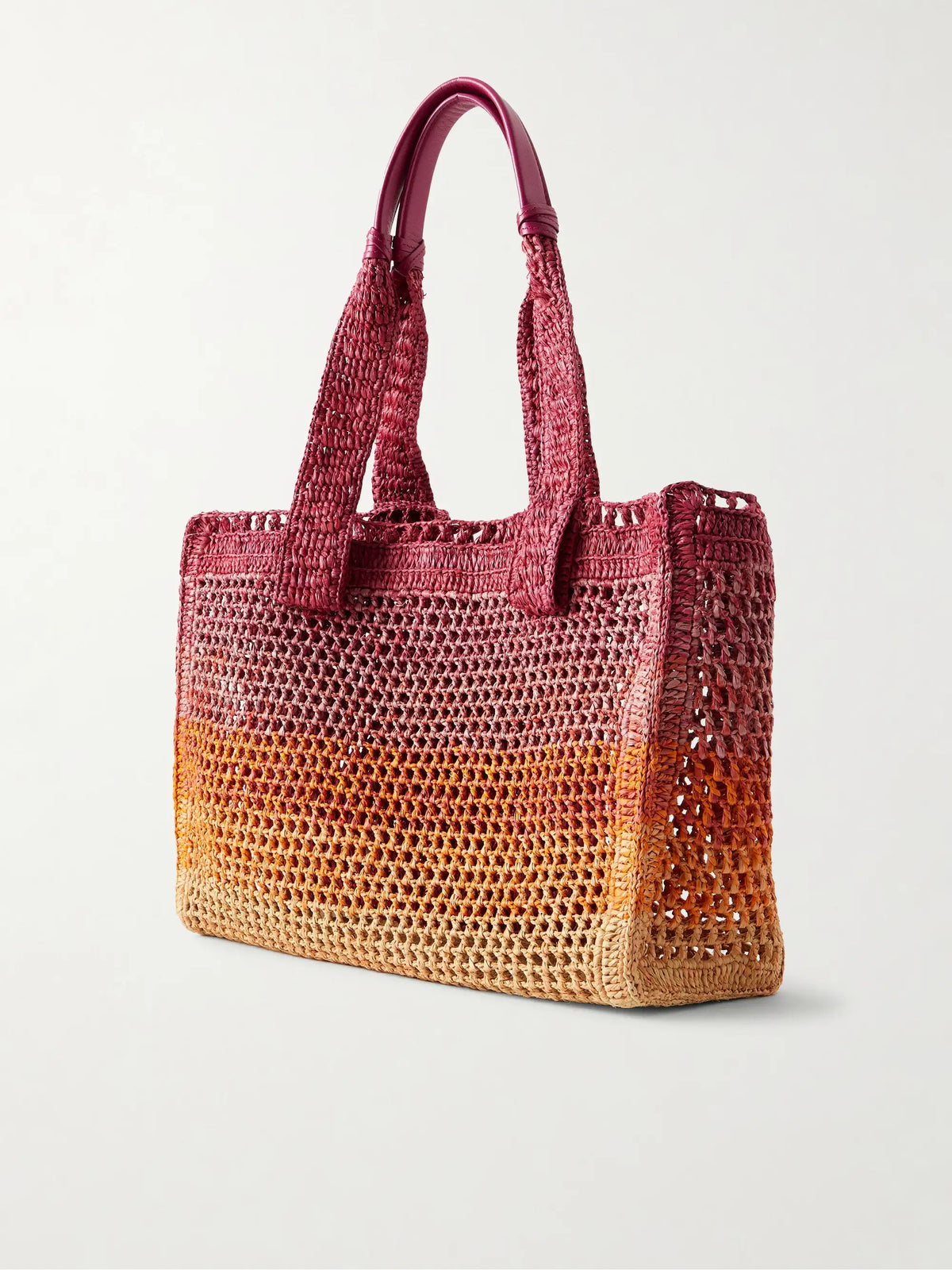 Summer Banana Leather-trimmed Dégradé Raffia Tote
