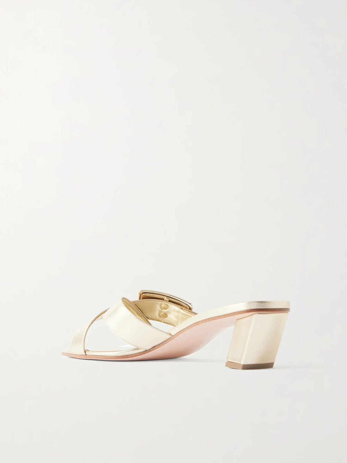 45 Buckled Metallic Leather Mules