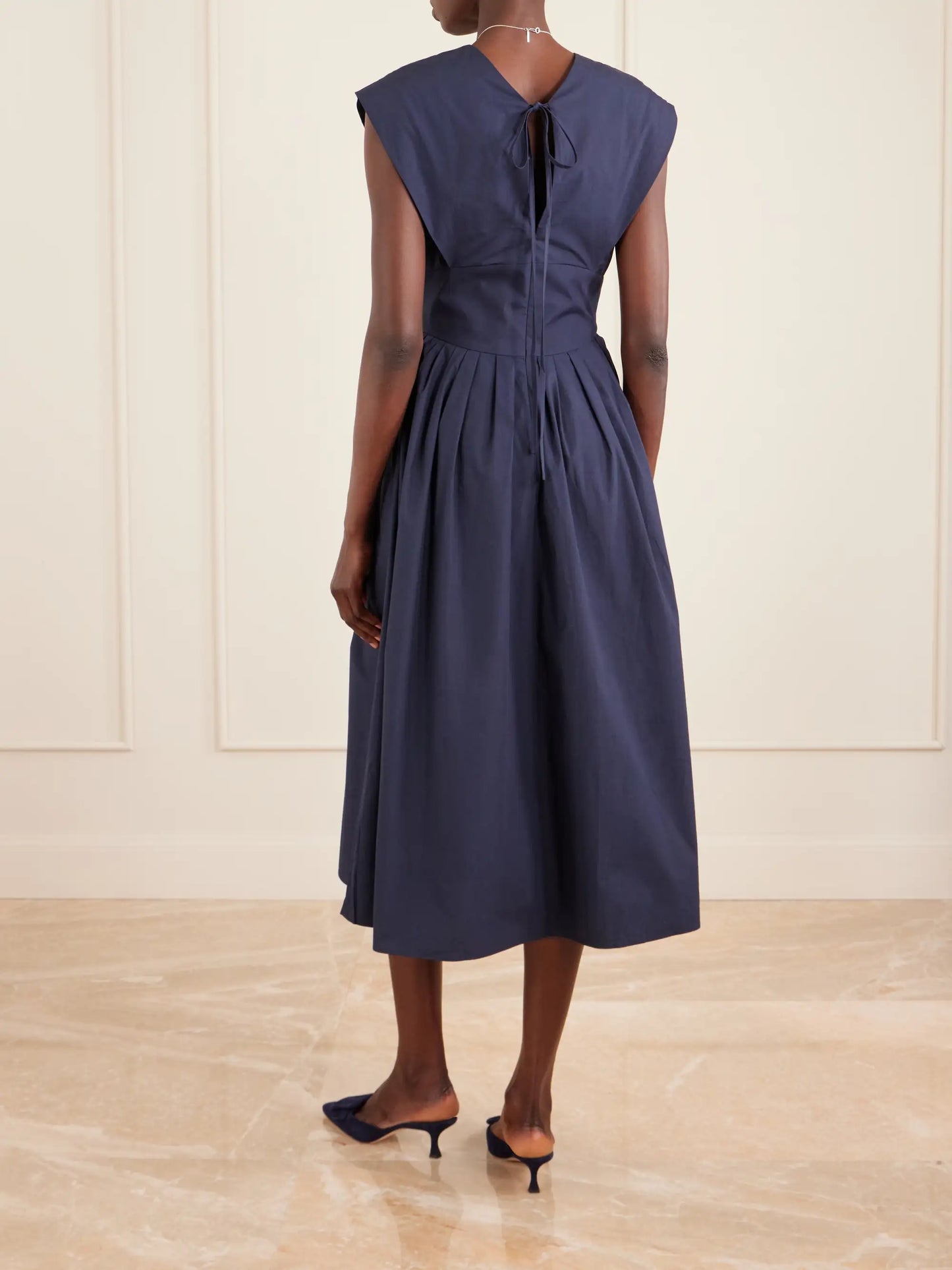 In Full Bloom Gathered Cotton-taffeta Midi Dress