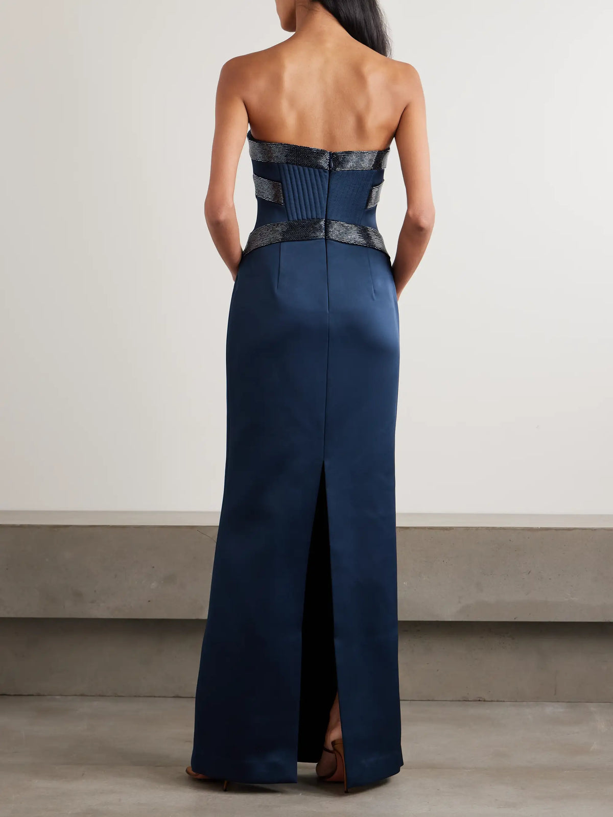 Rebecca Vallance Elivera Strapless Bead-embellished Satin Gown