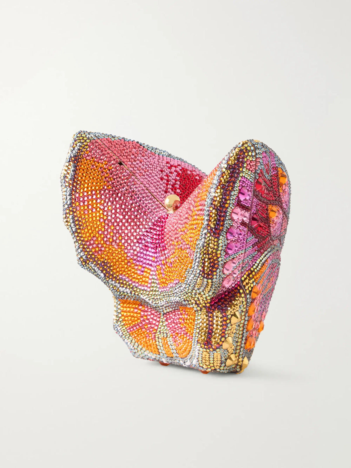 Butterfly Fireclipper Crystal-embellished Gold-tone Clutch