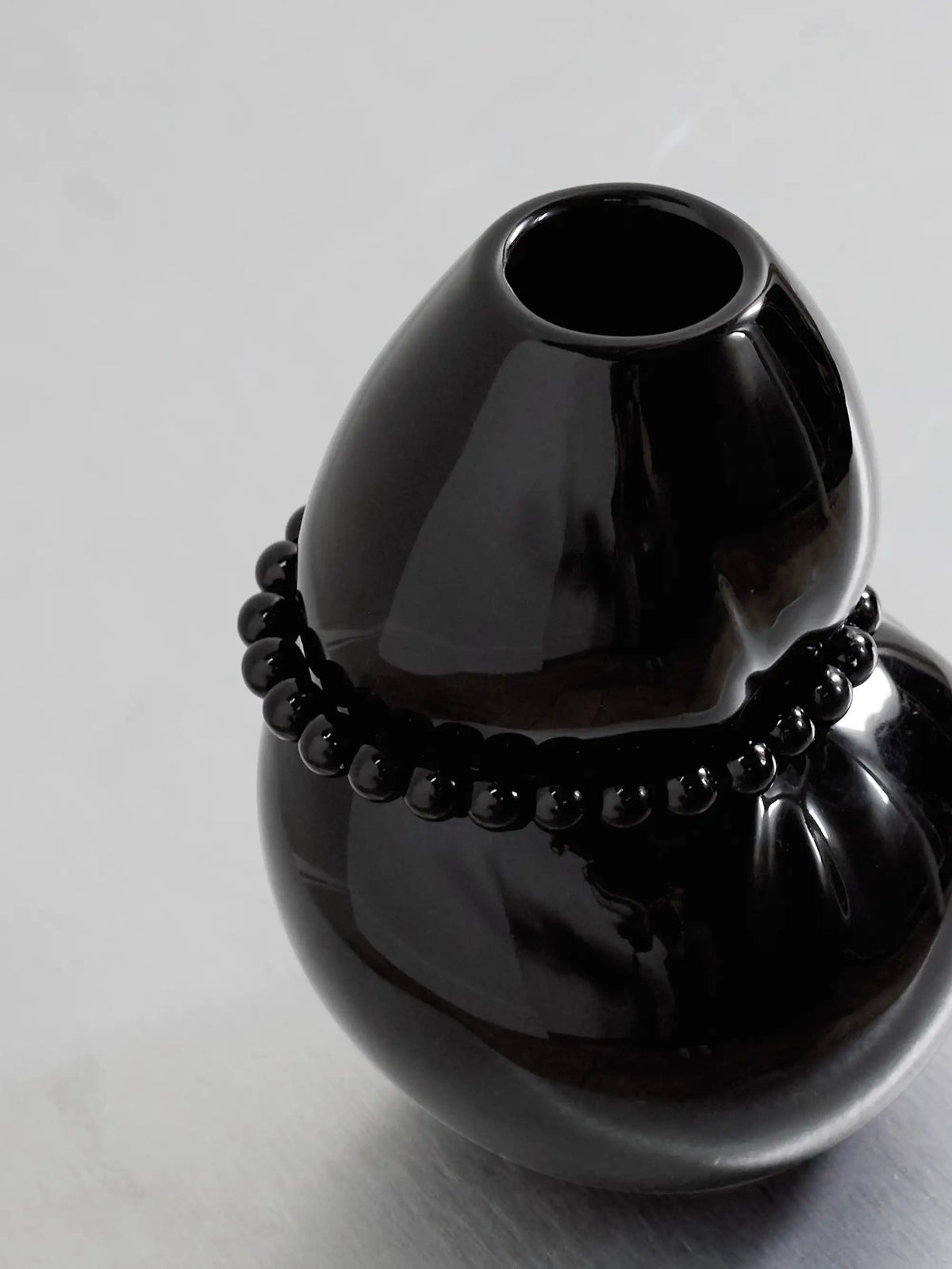 Squeezed Pearl-like Embellished Glazed Ceramic Vase