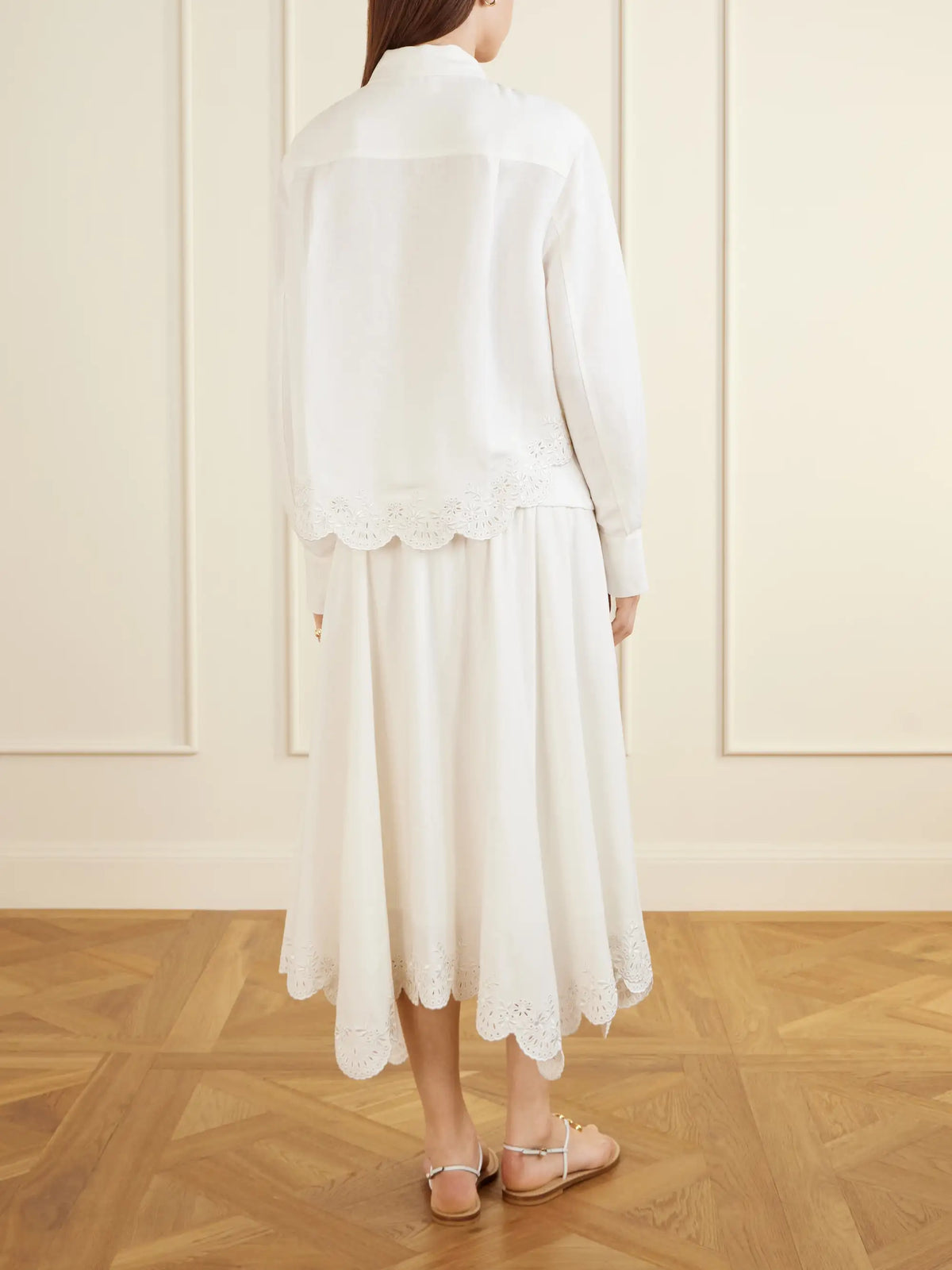 SIMKHAI Ames Cropped Broderie Anglaise Linen-blend Shirt
