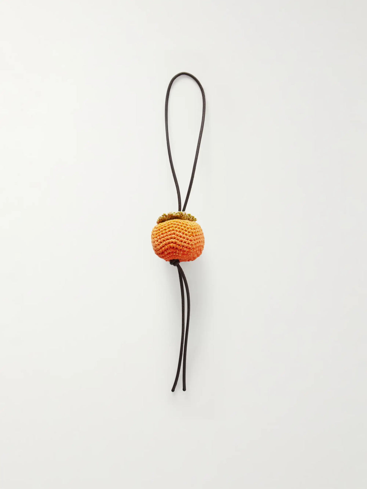 Persimmon Crocheted Cotton And Leather Bag Charm
