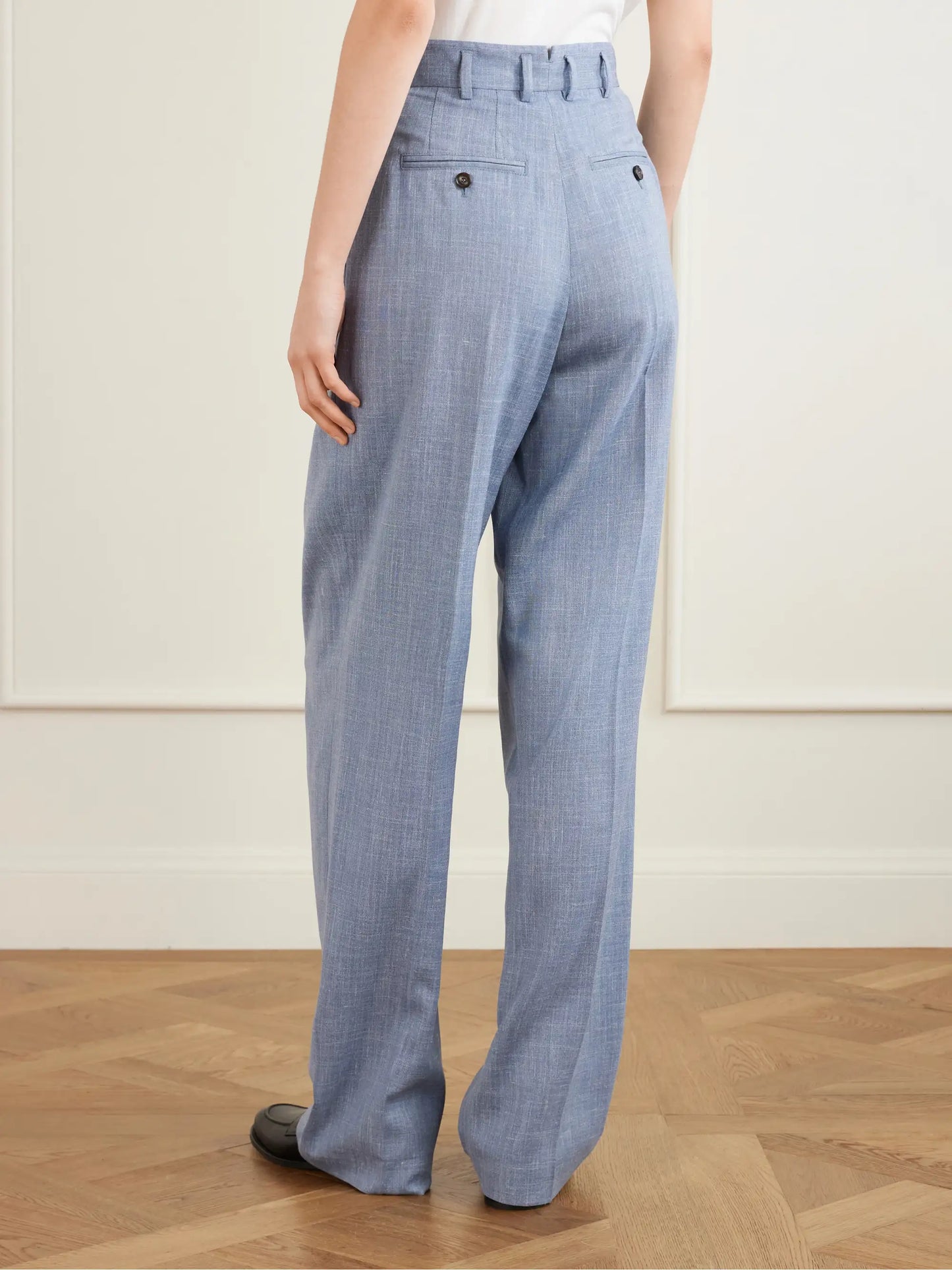 Hector Pleated Wool, Silk And Linen-blend Wide-leg Pants