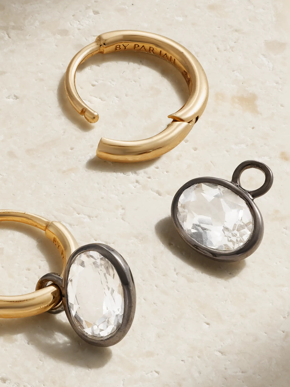 Orbit 14-karat Recycled Gold, Rhodium And Topaz Hoop Earrings