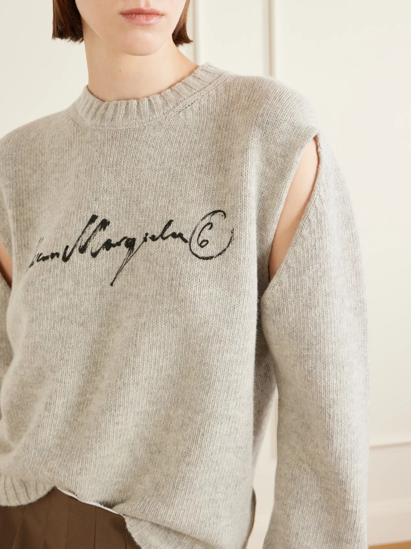 Logo-print Cut-out Wool-blend Sweater