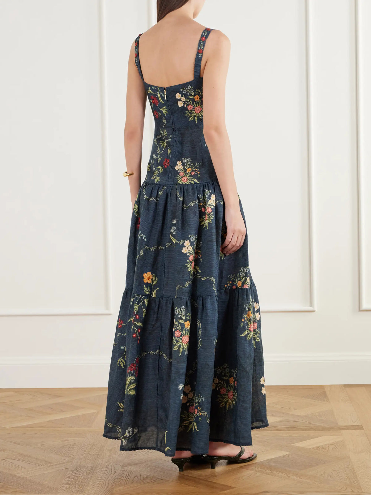 Agua by Agua Bendita Lima Floral-print Linen Woven Maxi Dress