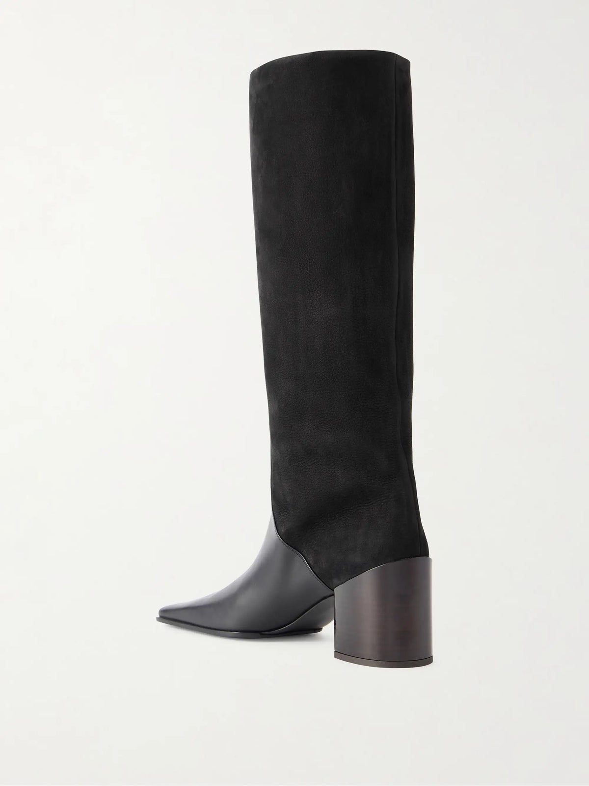 Textured-leather And Suede Knee Boots