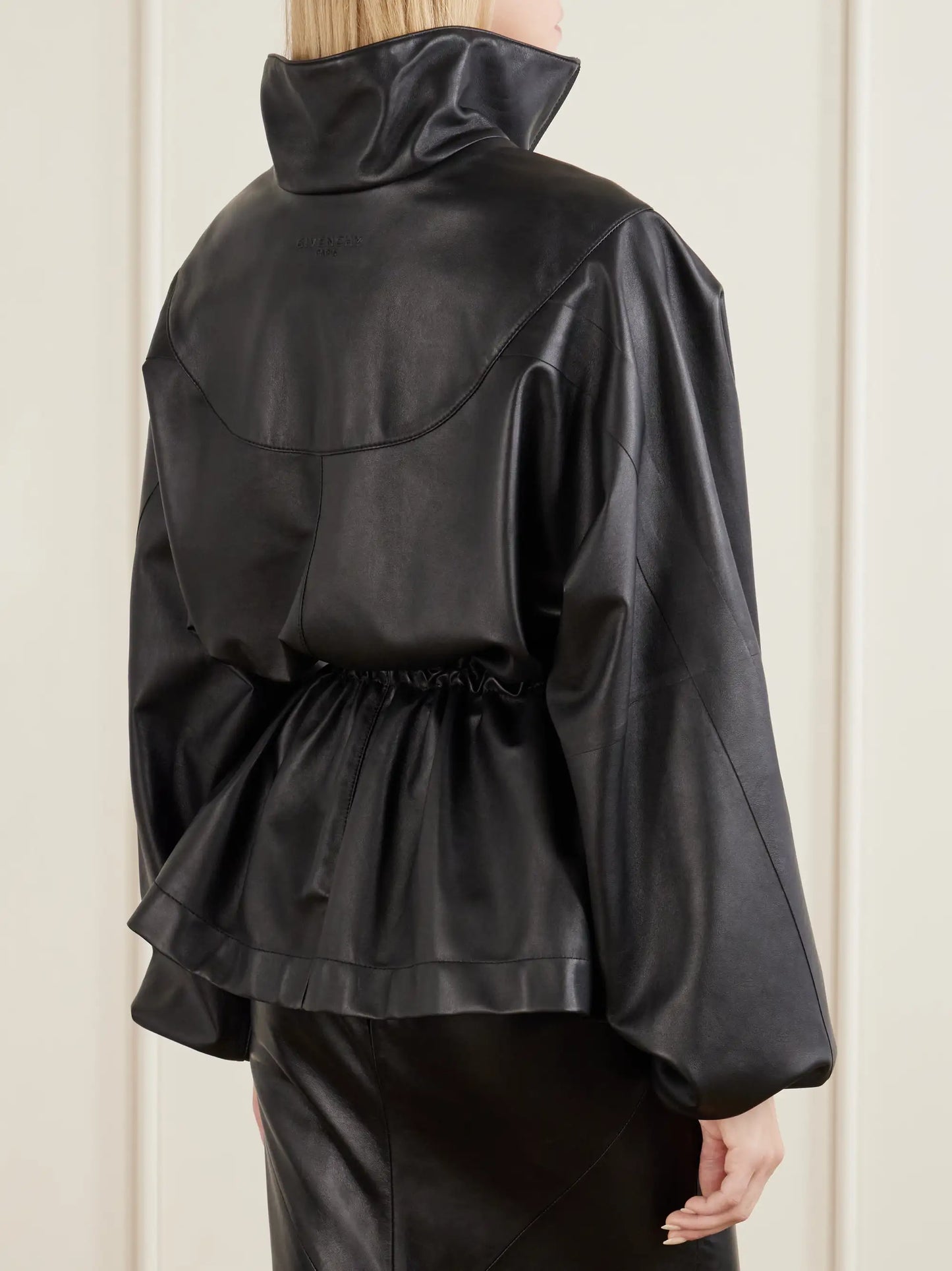 Gathered Leather Jacket