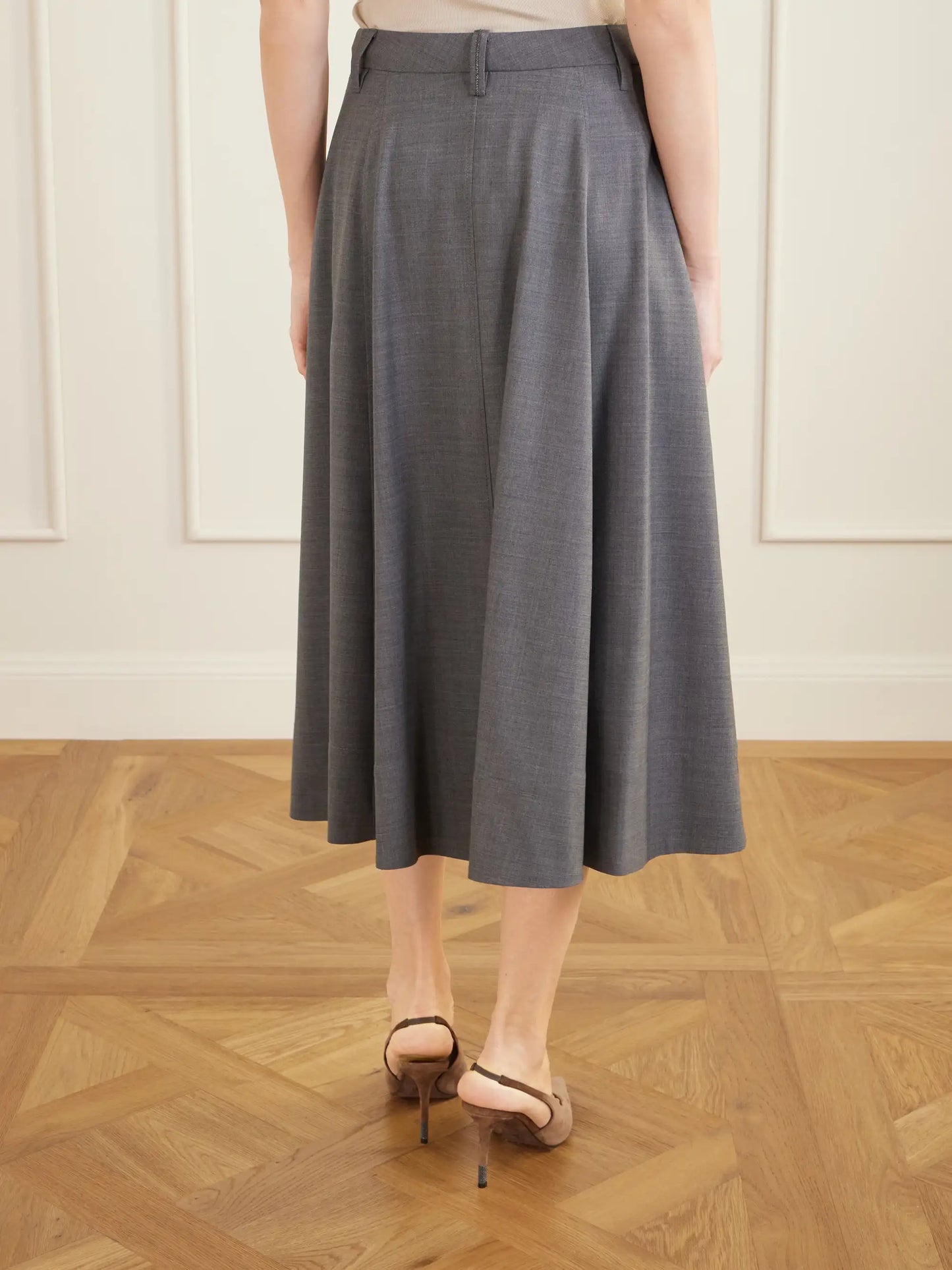 Pleated Wool-blend Midi Skirt