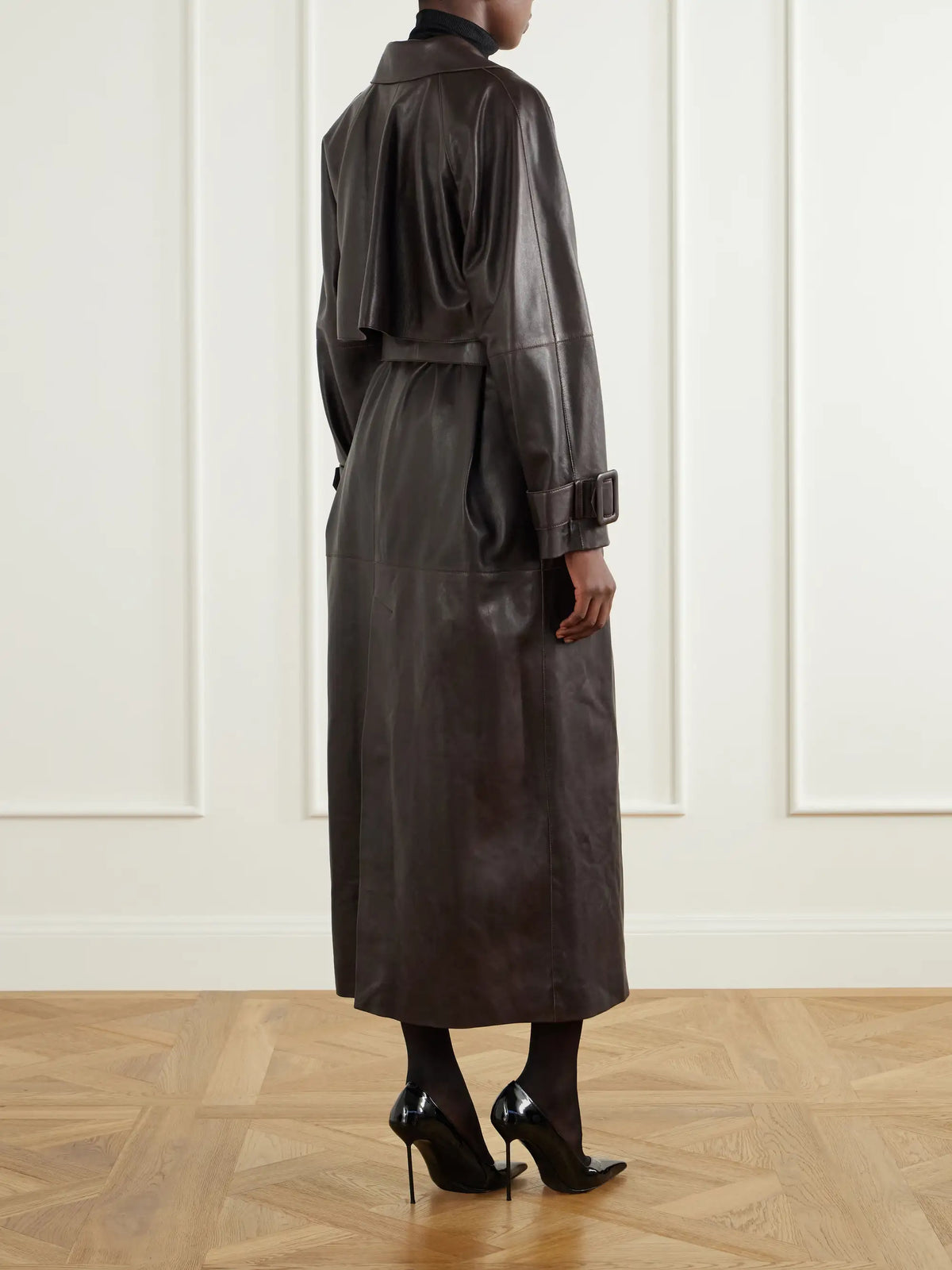Nour Hammour Staley Belted Leather Coat