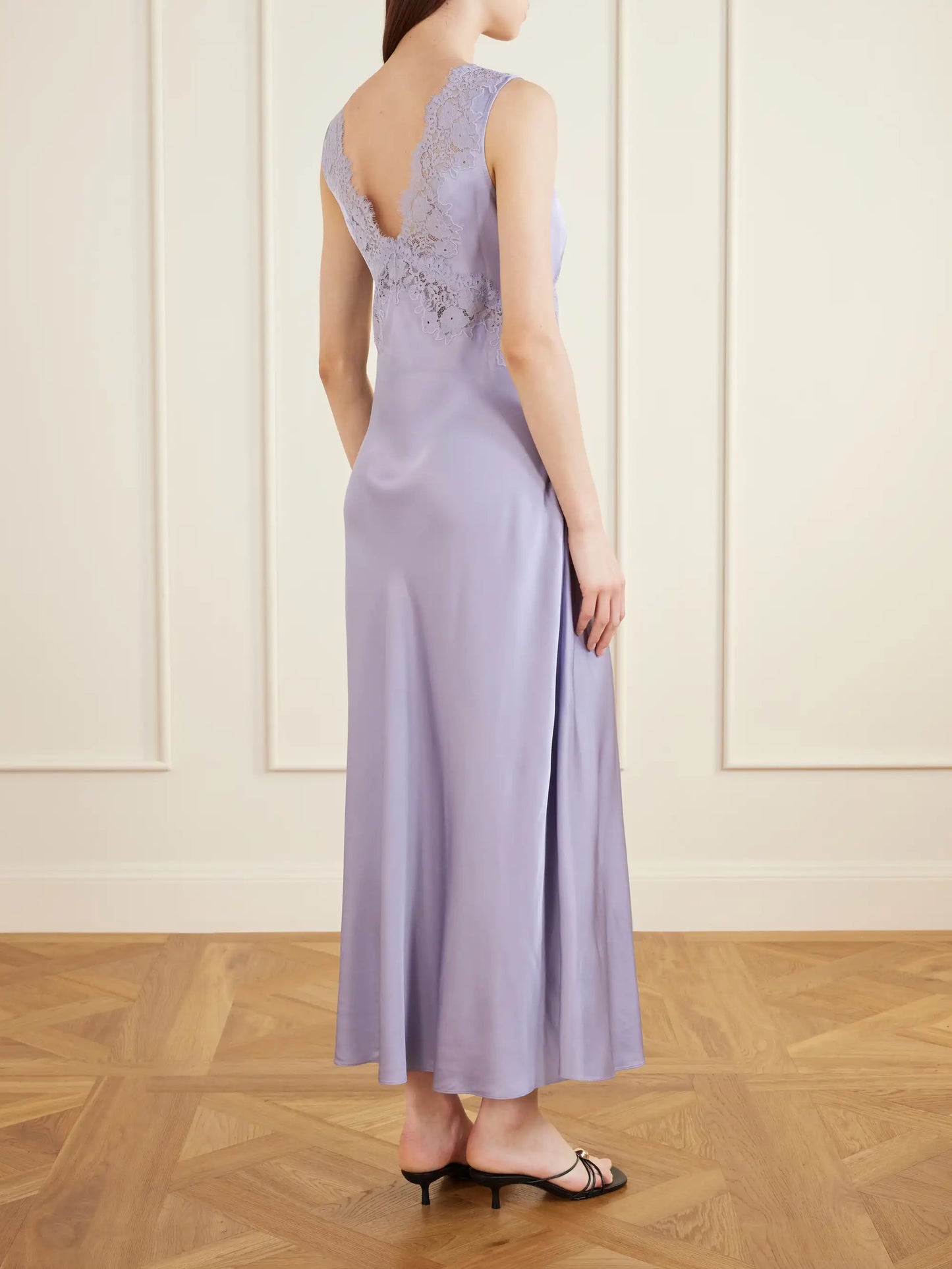 Lysandra Lace-trimmed Satin Maxi Dress