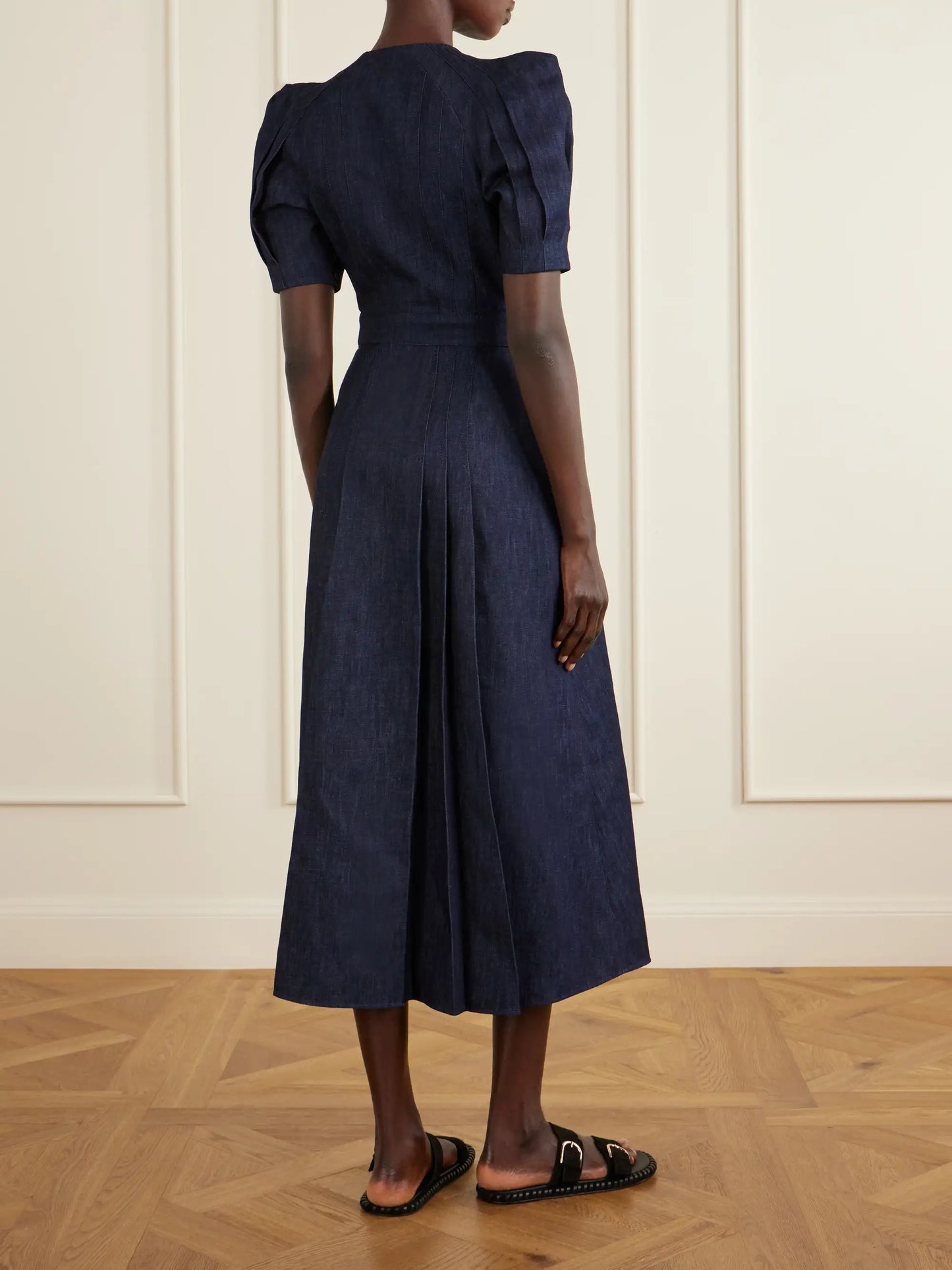 Patricia Belted Cotton And Linen-blend Denim Midi Dress