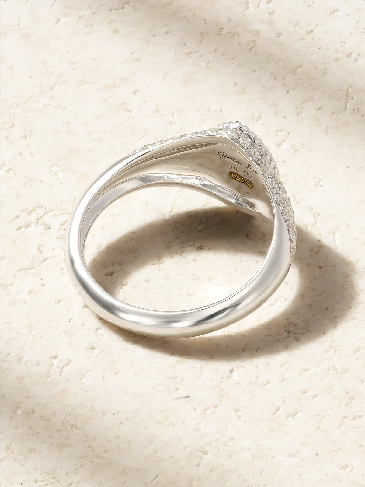 Baby Chevalière Marquise 9-karat White Gold Diamond Signet Ring
