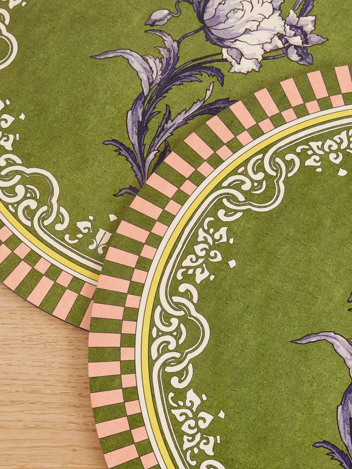 Set Of Two Painted Wood Placemats