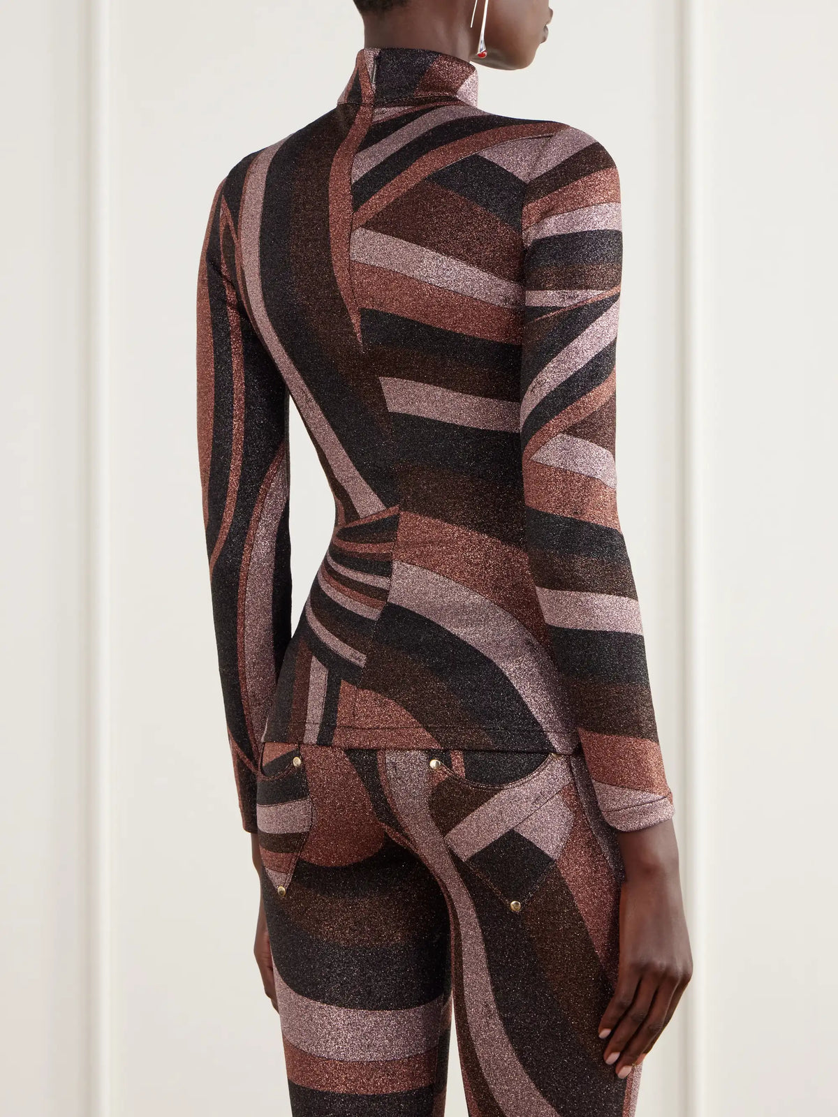 PUCCI Printed Stretch-jersey Turtleneck Top
