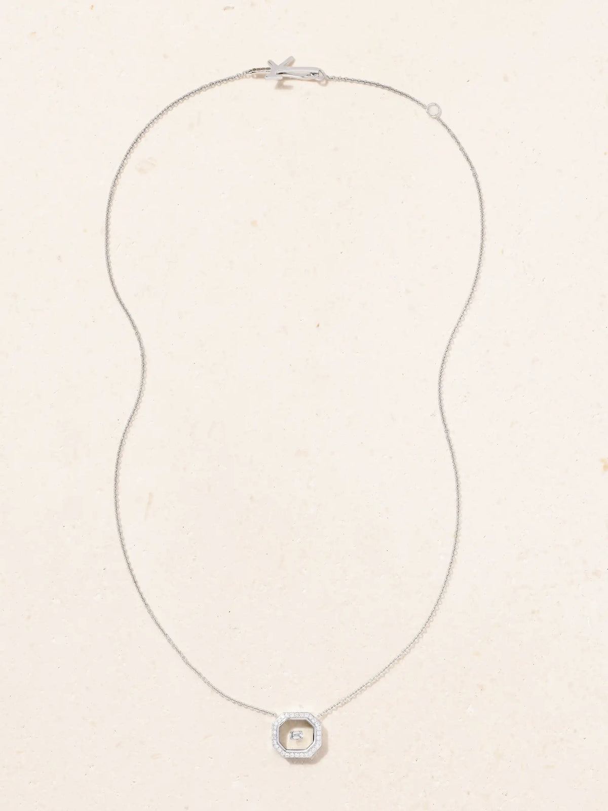 Universe 18-karat White Gold, Diamond And Enamel Necklace