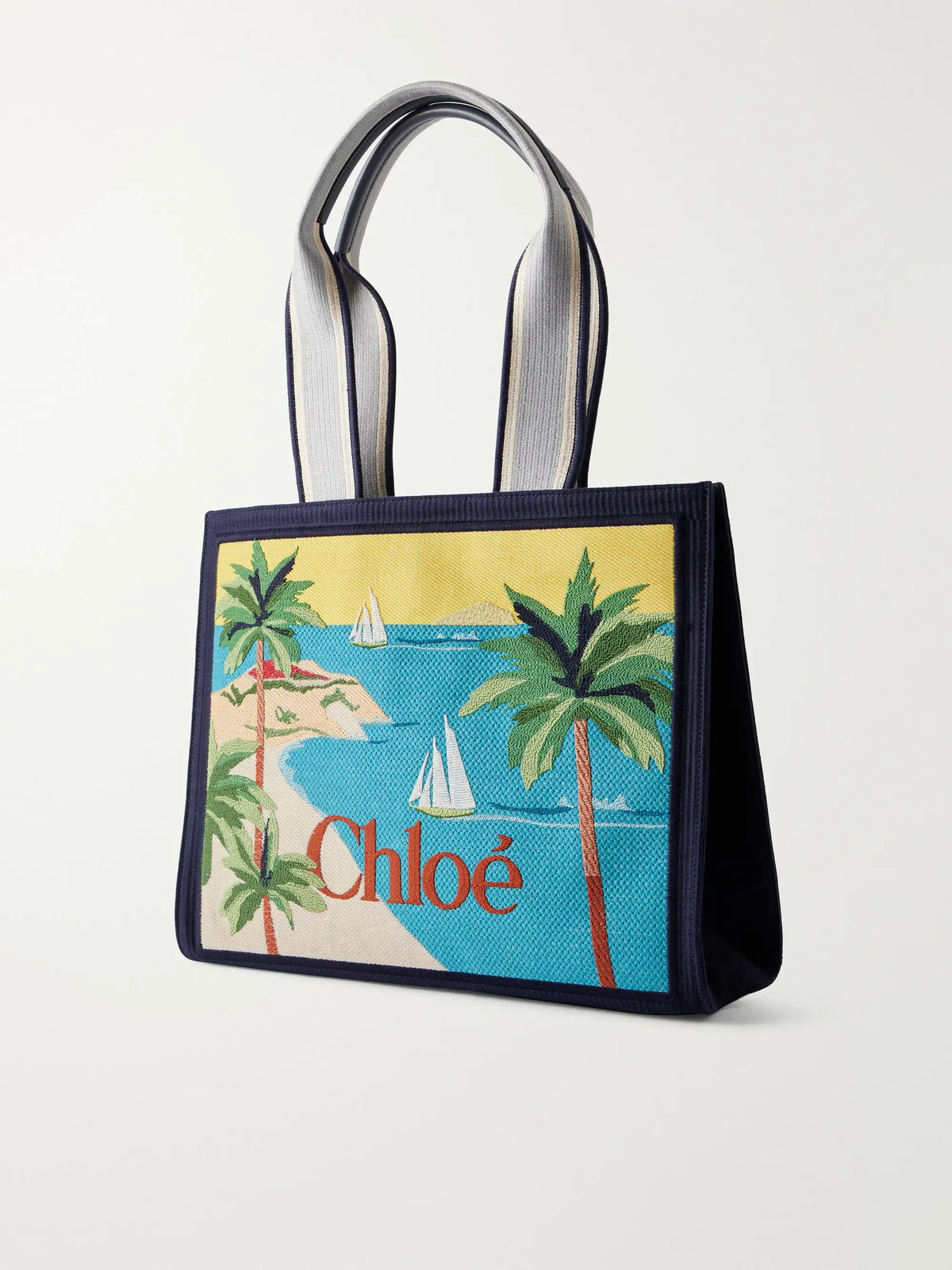 Printed Leather-trimmed Canvas Shoulder Bag