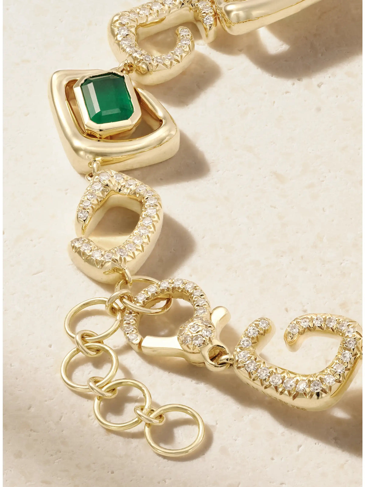 SHAY Zar 18-karat Gold, Emerald And Diamonds Bracelet