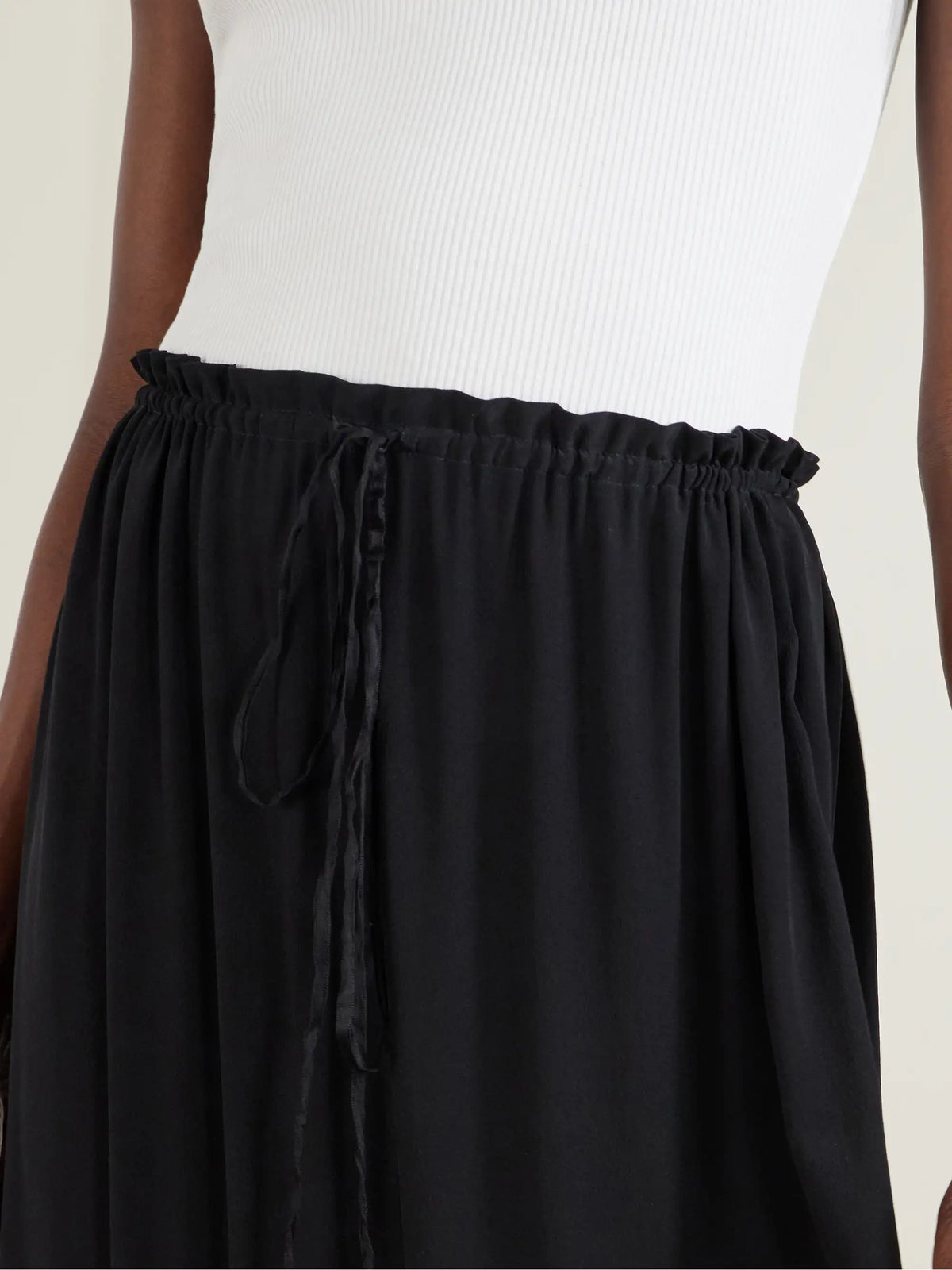 Tiered Silk Crepe De Chine Maxi Skirt