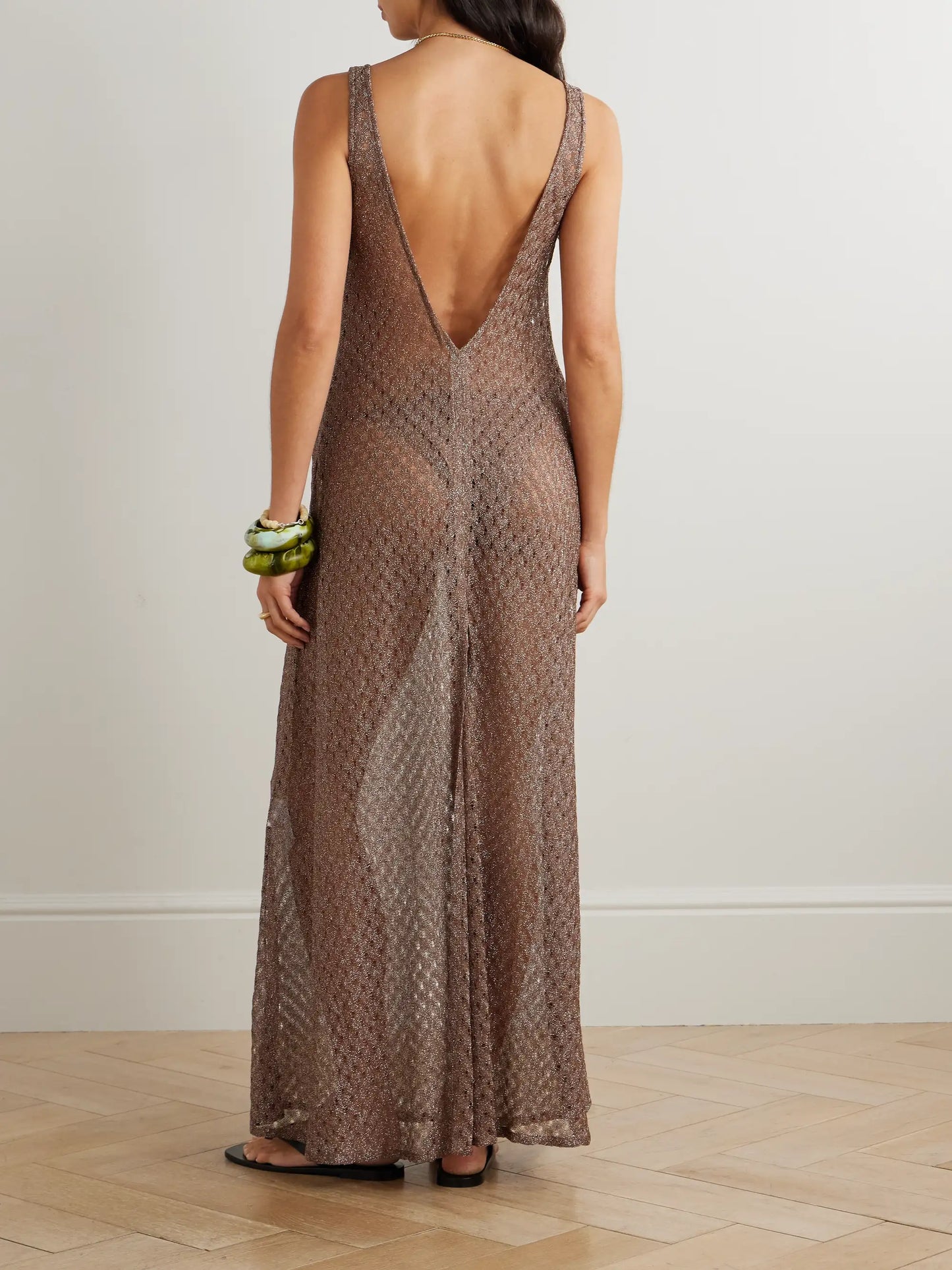 Metallic Crochet-knit Coverup