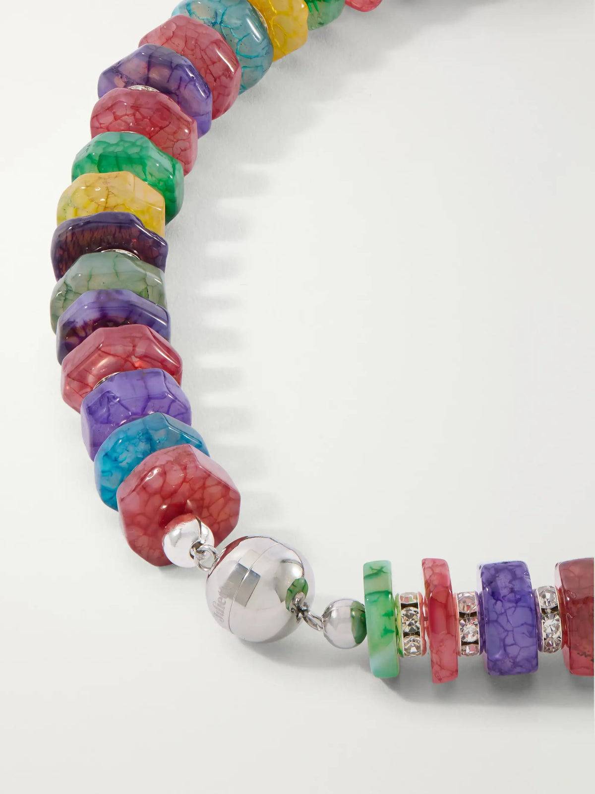 Mira Rhodium-pleated Multi-stone Beaded Necklace