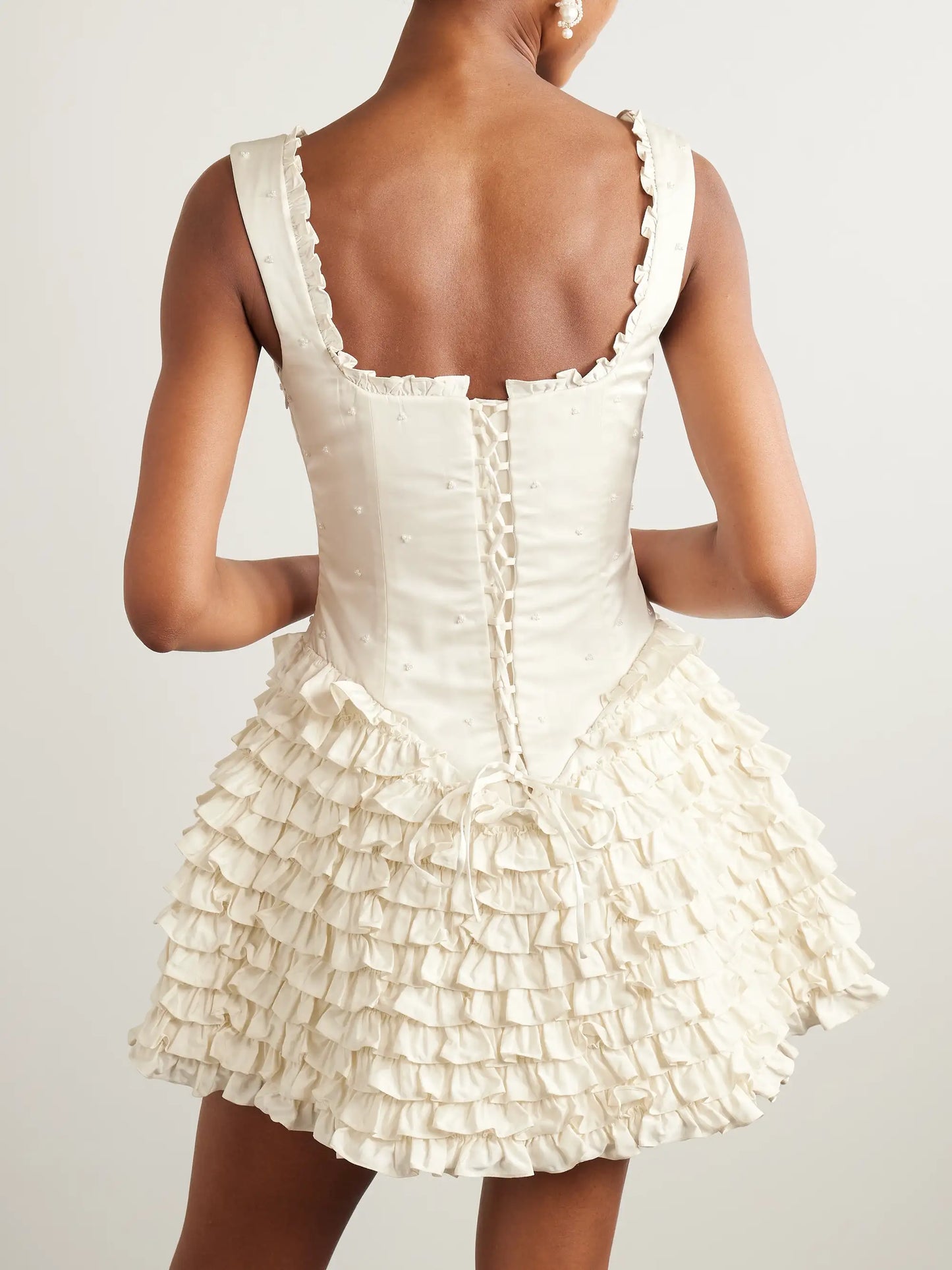 Ballerina Embellished Ruffled Taffeta Mini Dress