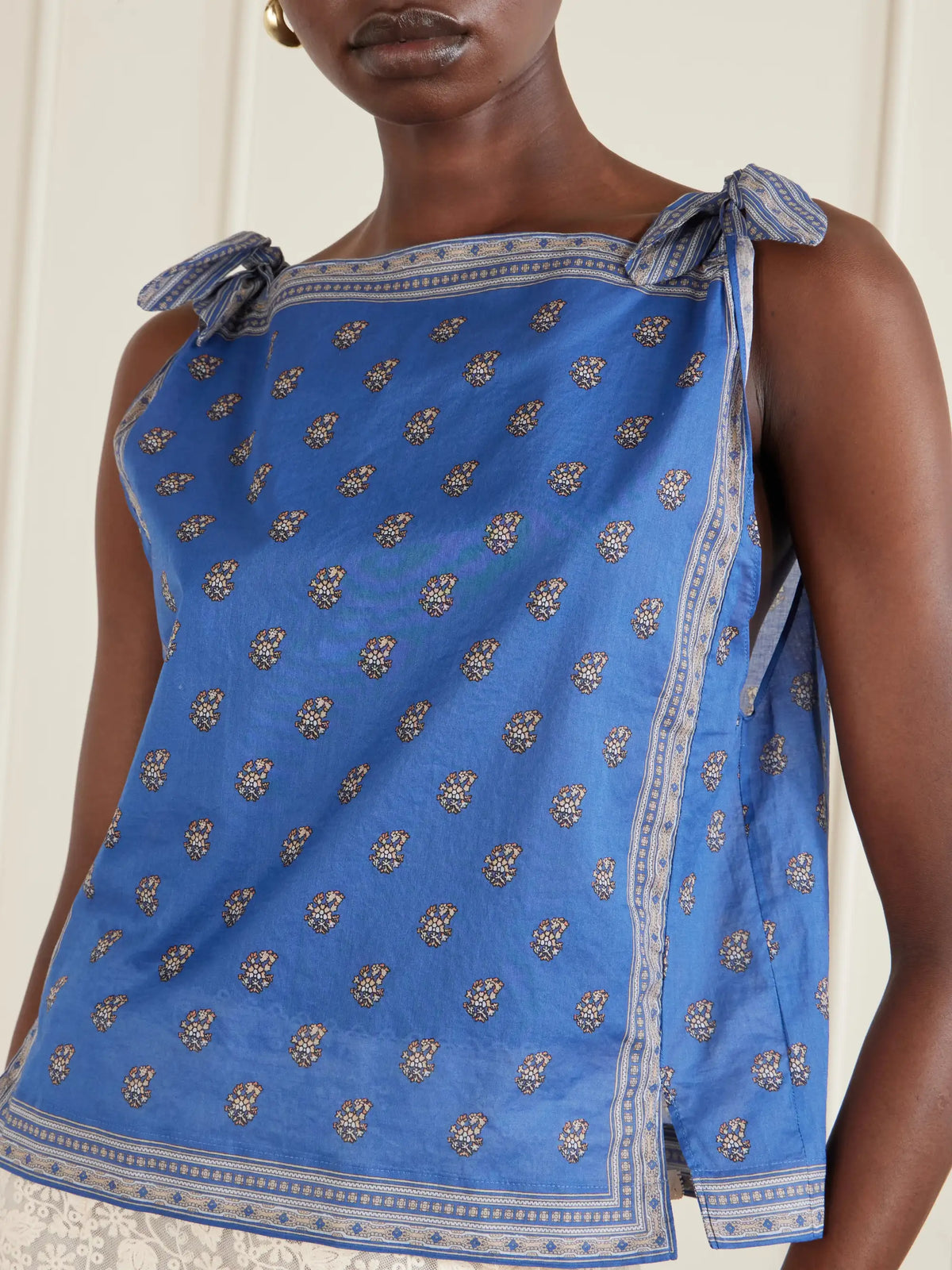 Amalia Floral-print Cotton-voile Top