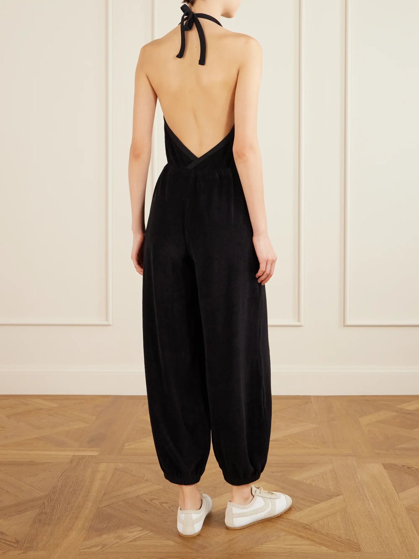 Anna Cotton-blend Terry Halterneck Jumpsuit