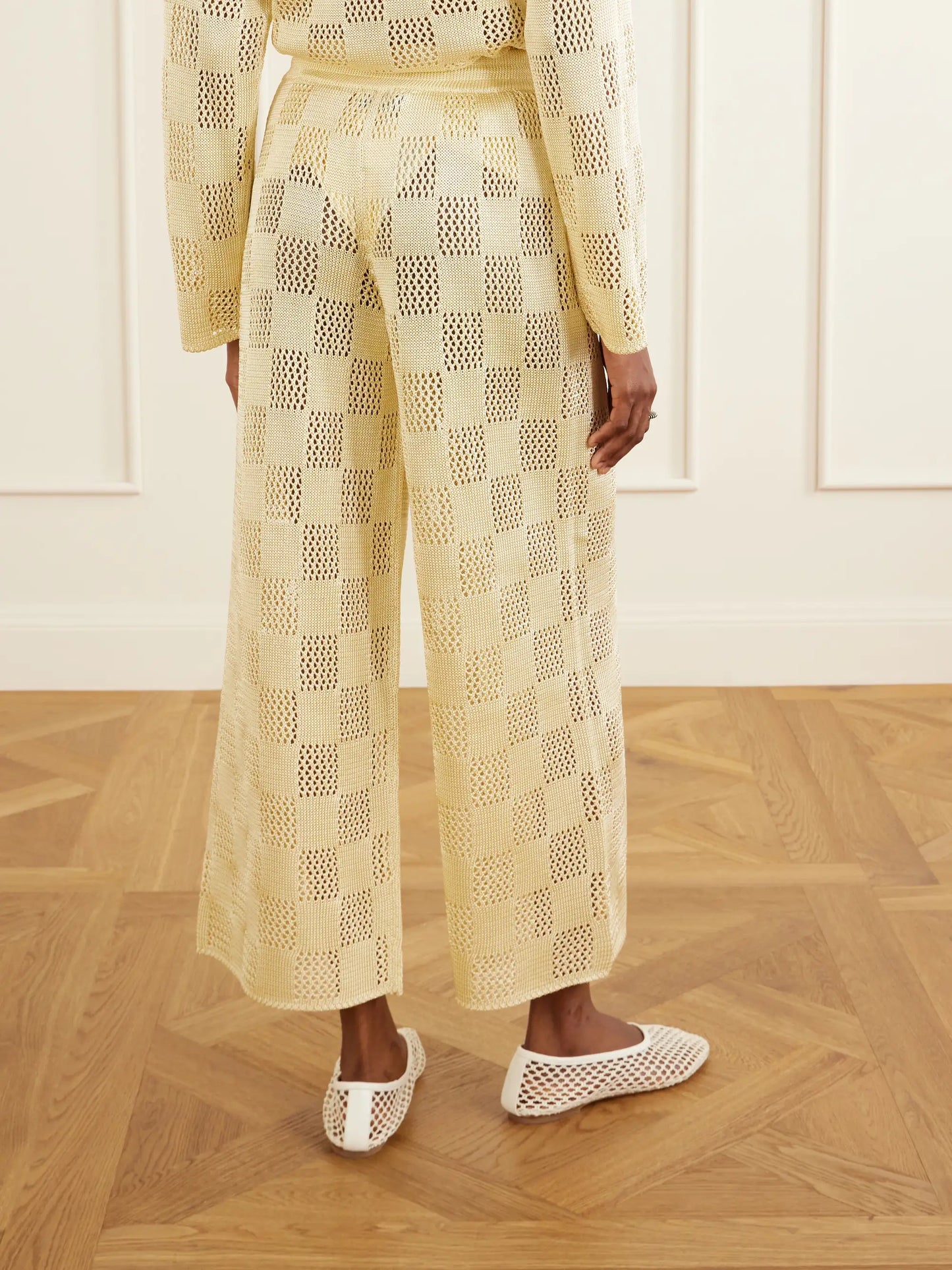 Checked Woven Wide-leg Pants